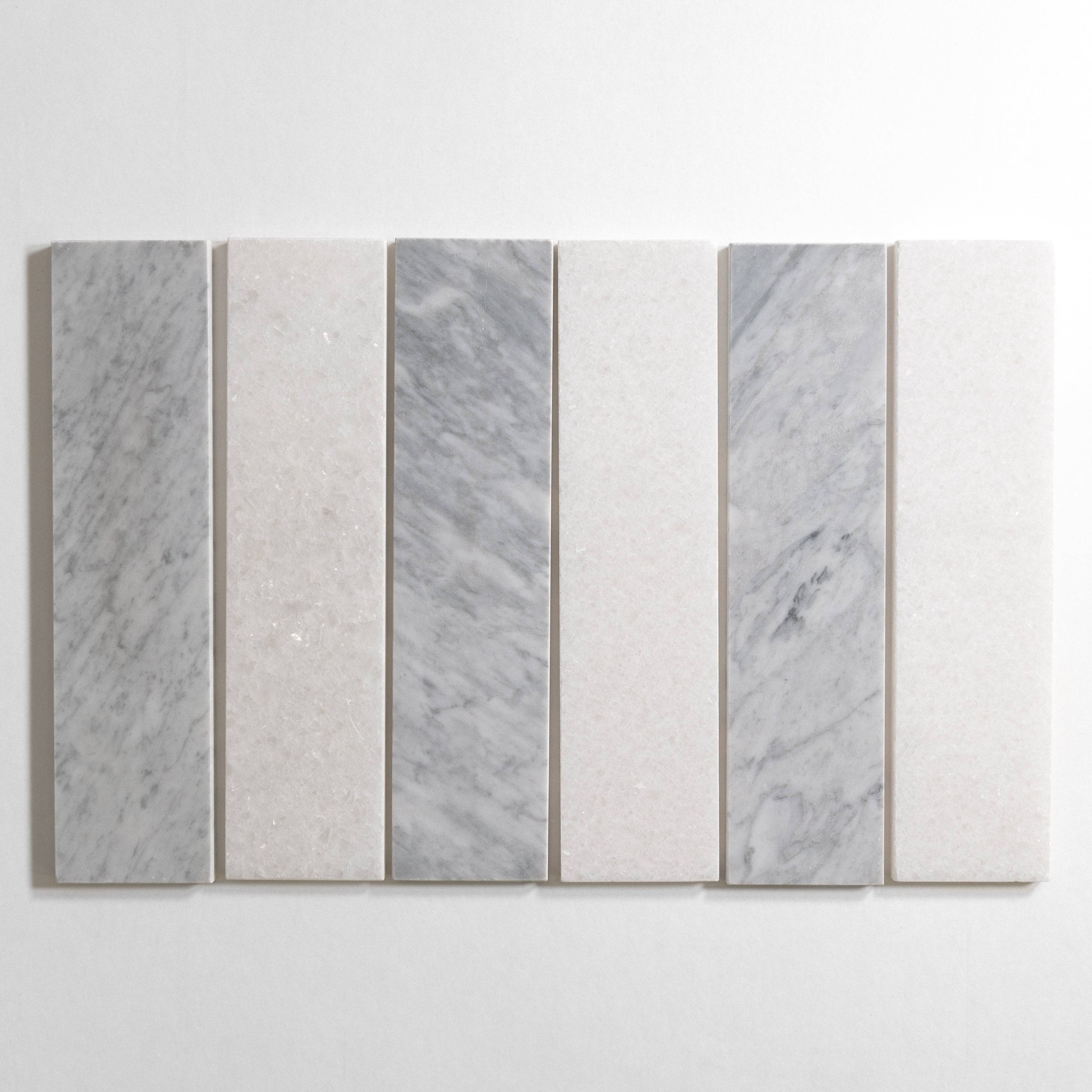 Carrara Nuvolato & Crystal white 3"x12" - Castelli Marble