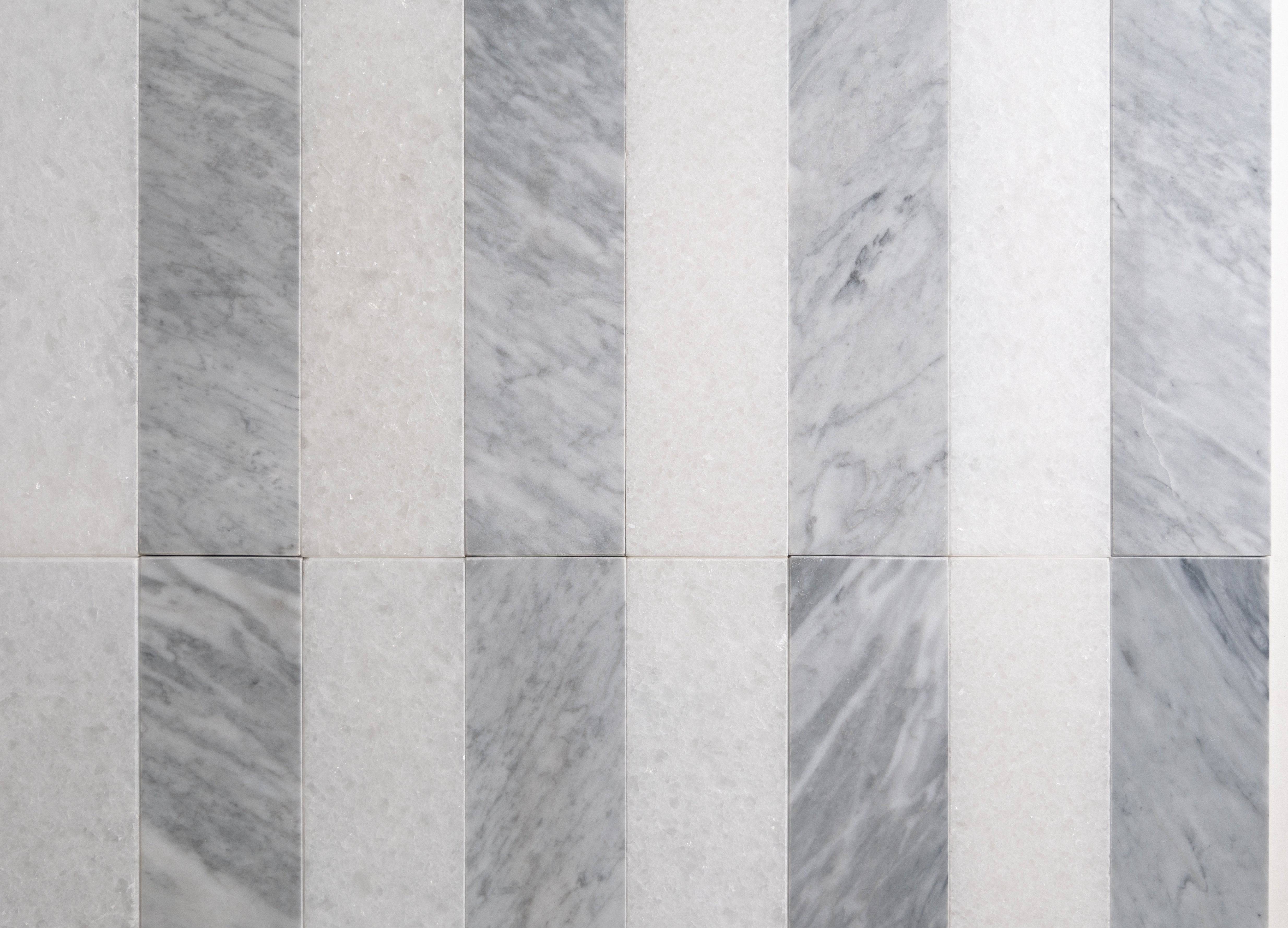 Carrara Nuvolato & Crystal white 3"x12" - Castelli Marble