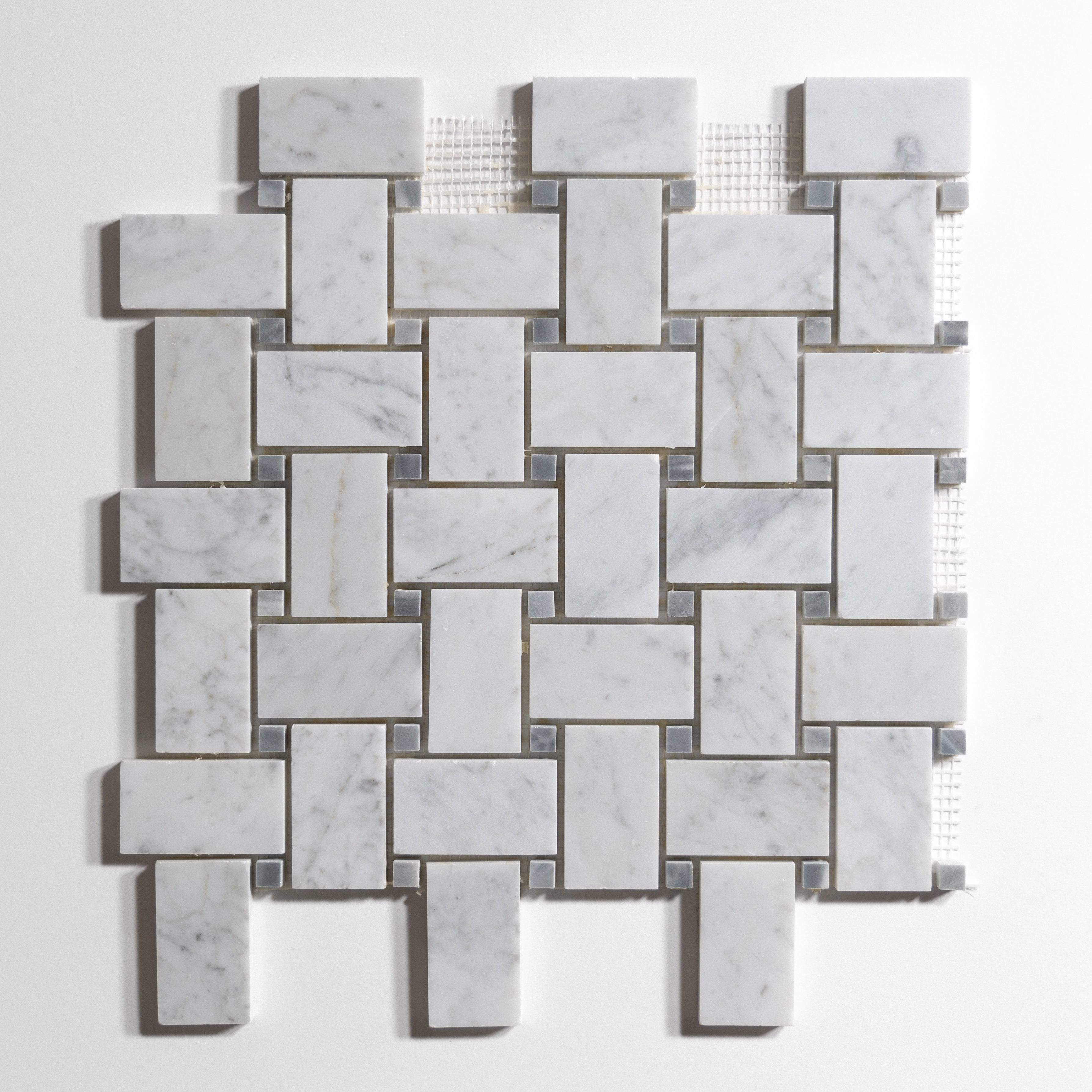 Venatino Carrara / Bardiglio Basket Weave Mosaic - Castelli Marble