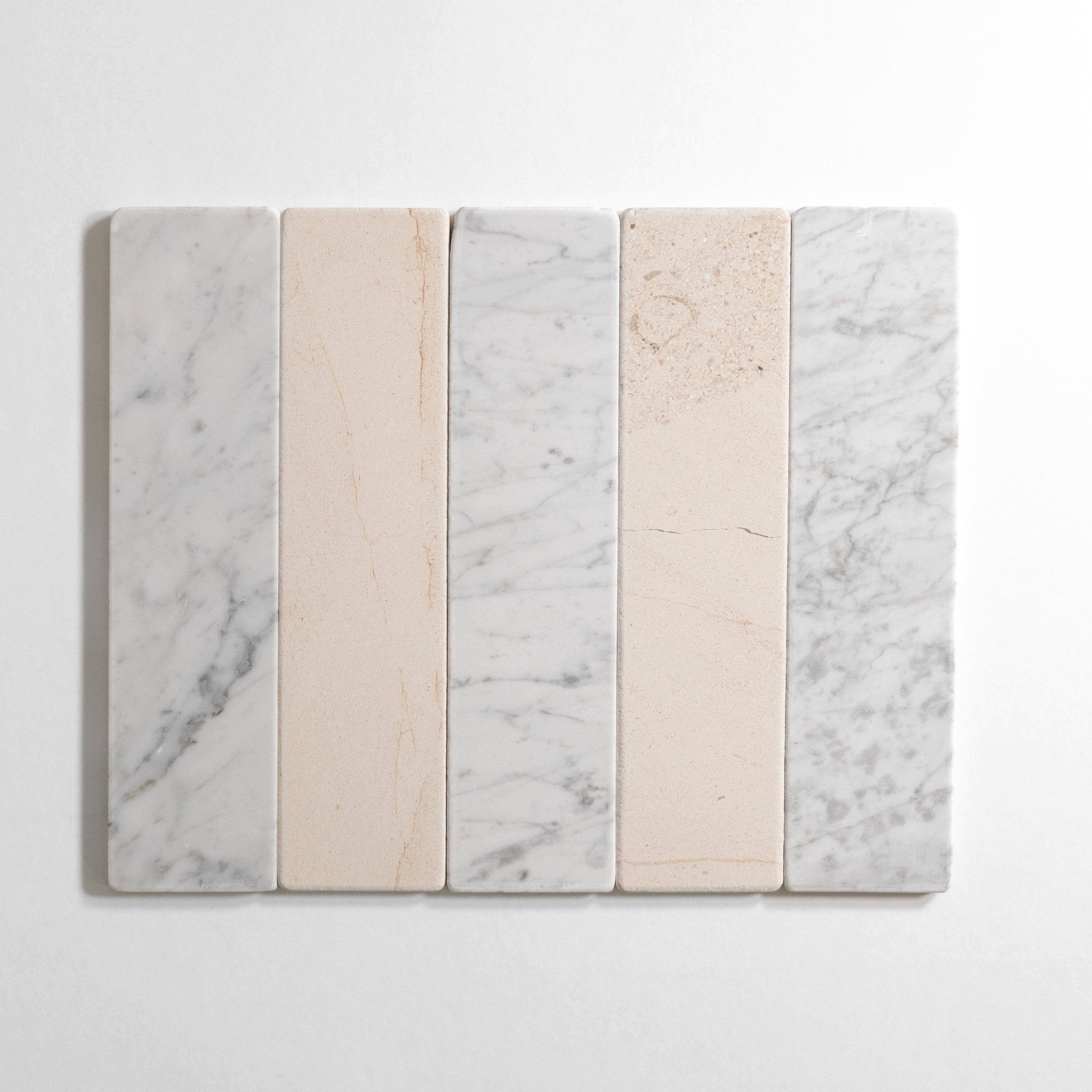 Carrara & Crema 3"x12" Tumbled - Castelli Marble