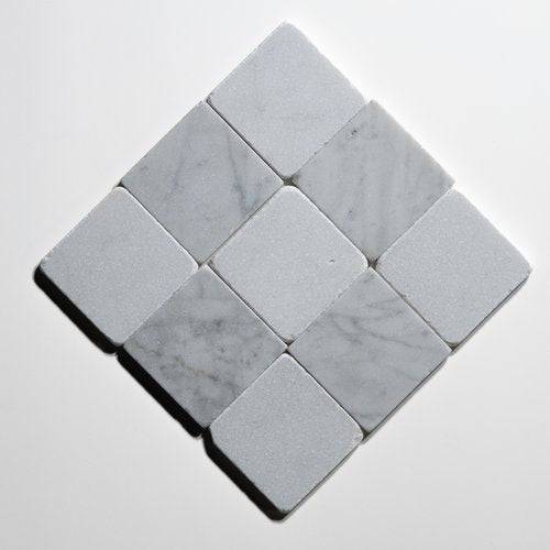 Carrara & Glacier white  4"x4" Tumbled - Castelli Marble