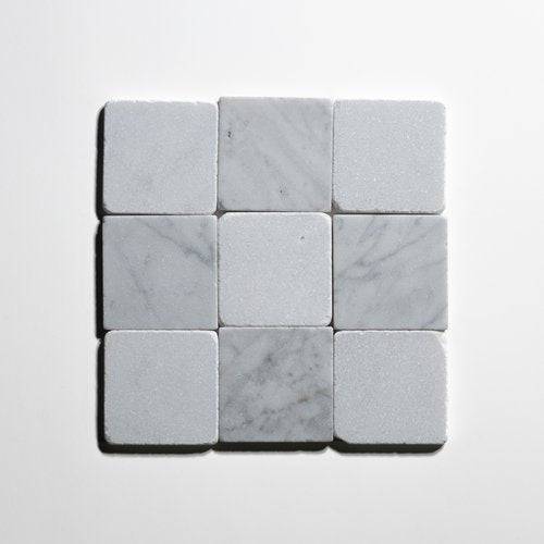 Carrara & Glacier white  4"x4" Tumbled - Castelli Marble