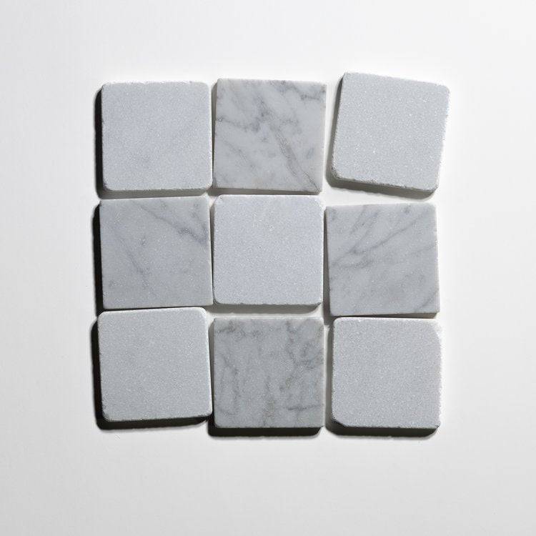 Carrara & Glacier white  4"x4" Tumbled - Castelli Marble