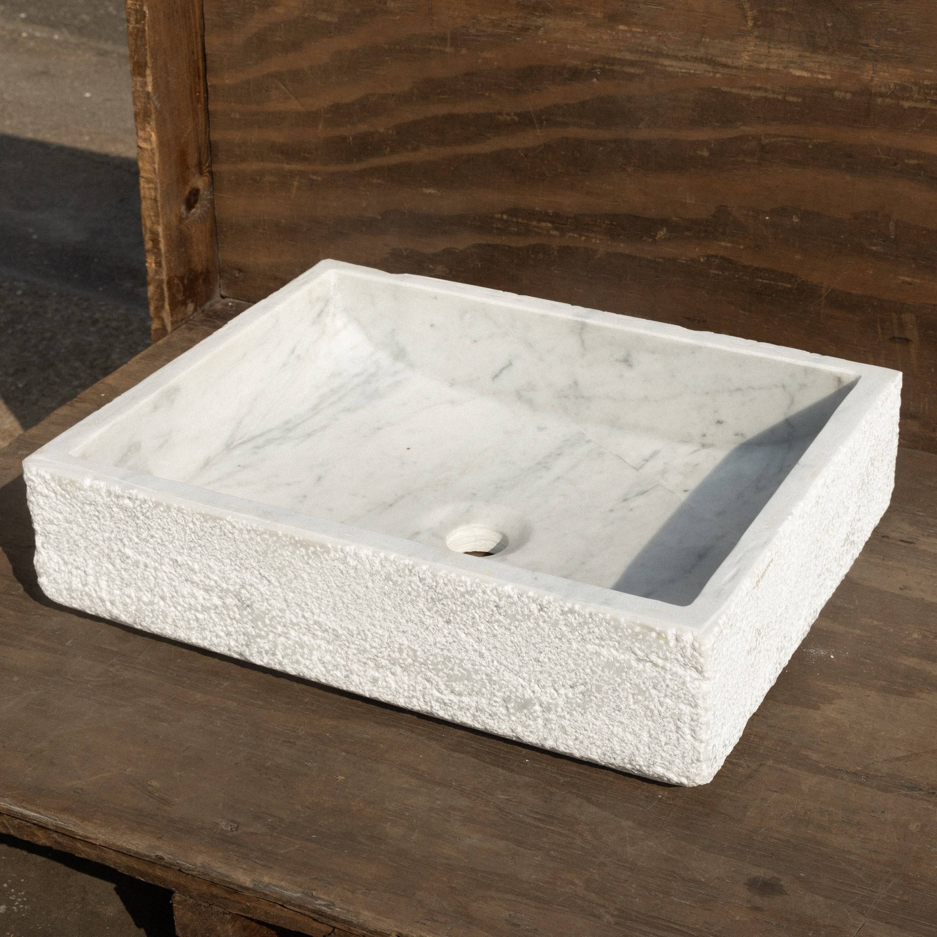 Carrara Chiseled Vessel - Castelli Marble