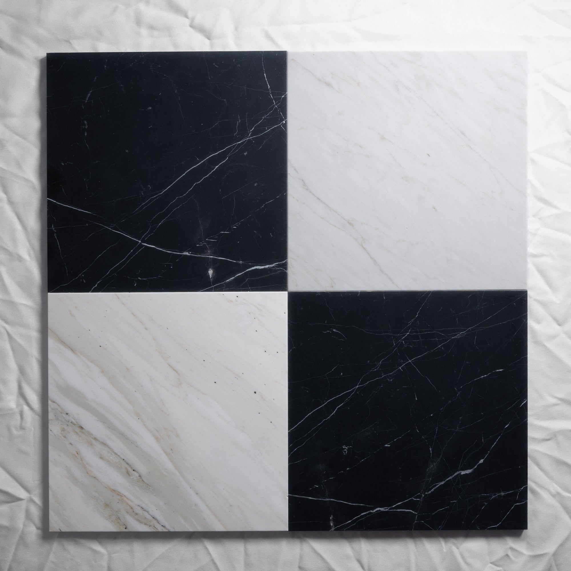 Calacatta Vagli  & Nero St. Gabriel 12"x12"