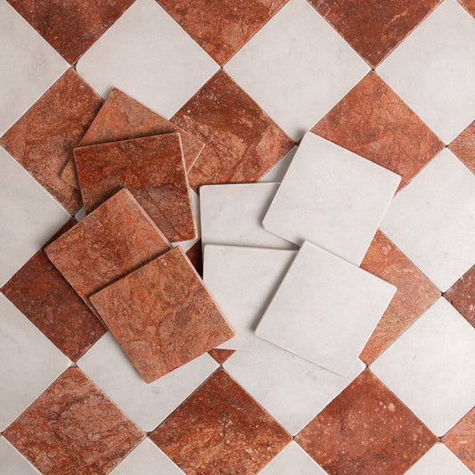Colonial Red & Bianco 6"x6" Tumbled