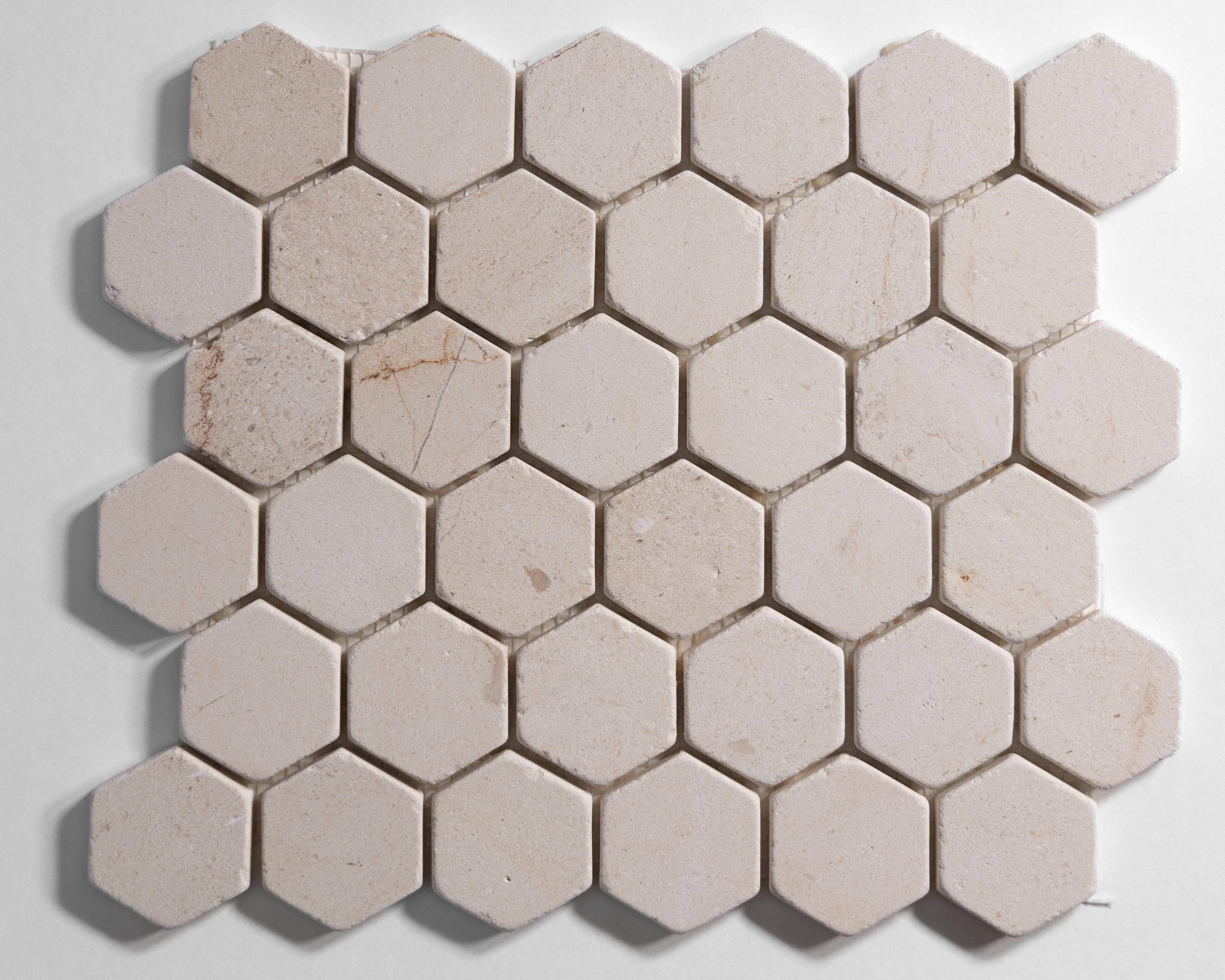 Crema Tumbled 2" Hexagon - Castelli Marble