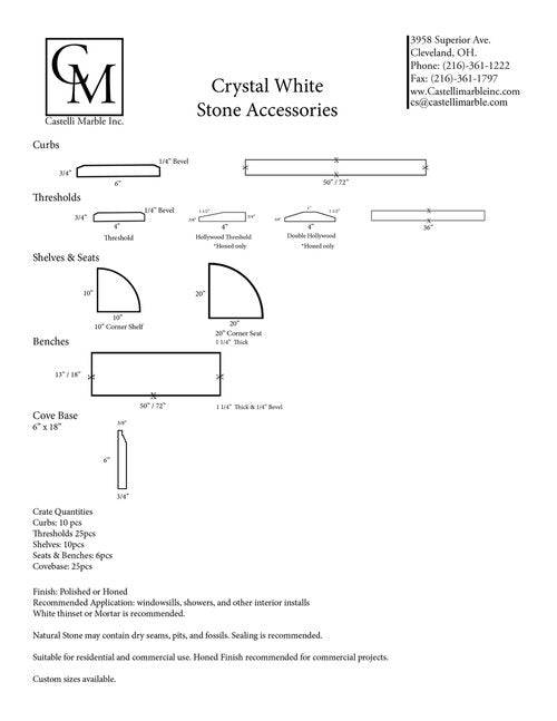 Crystal White Threshold - Castelli Marble