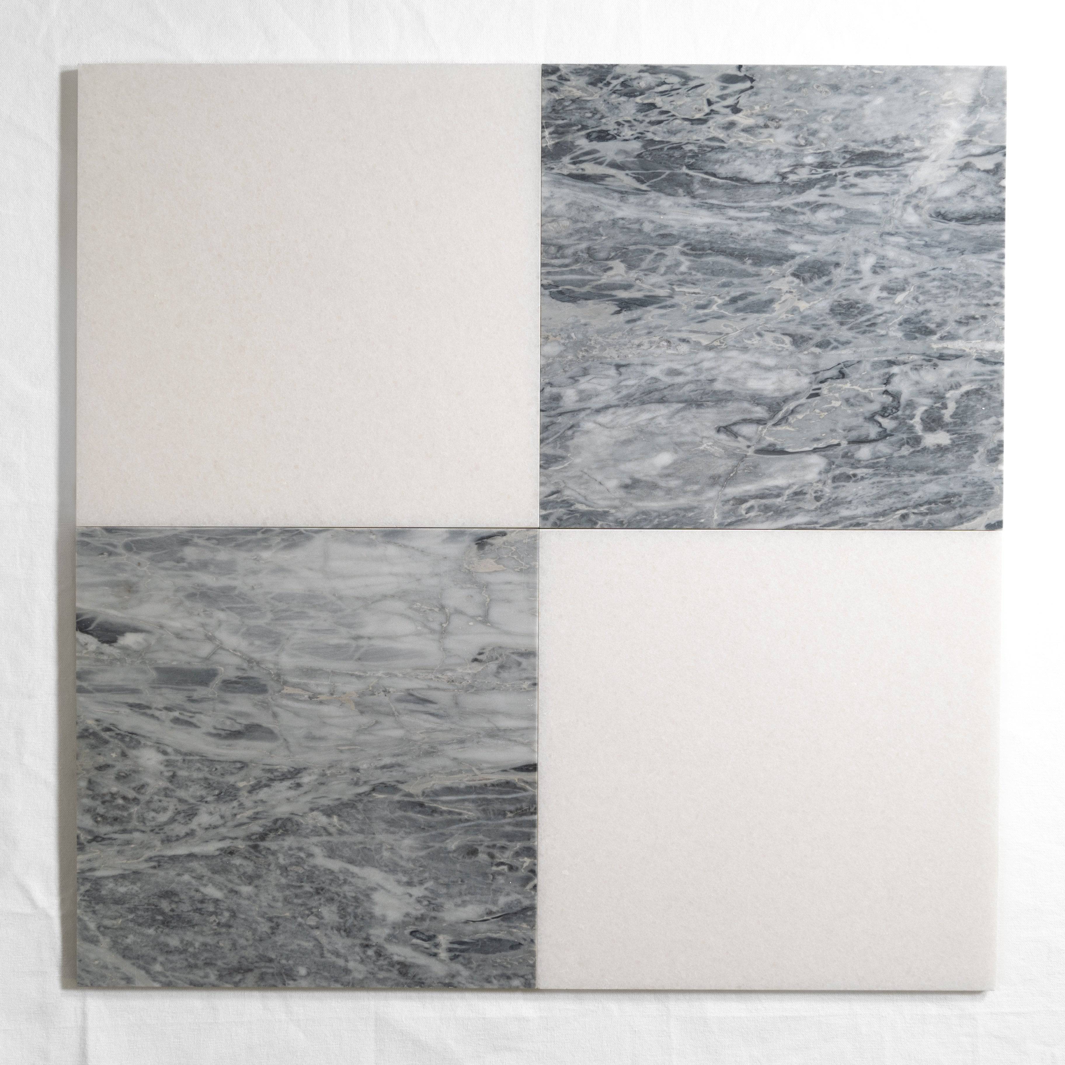 Bardiglio Nuvolato & Crystal White 12"x12" Checkered - Castelli Marble