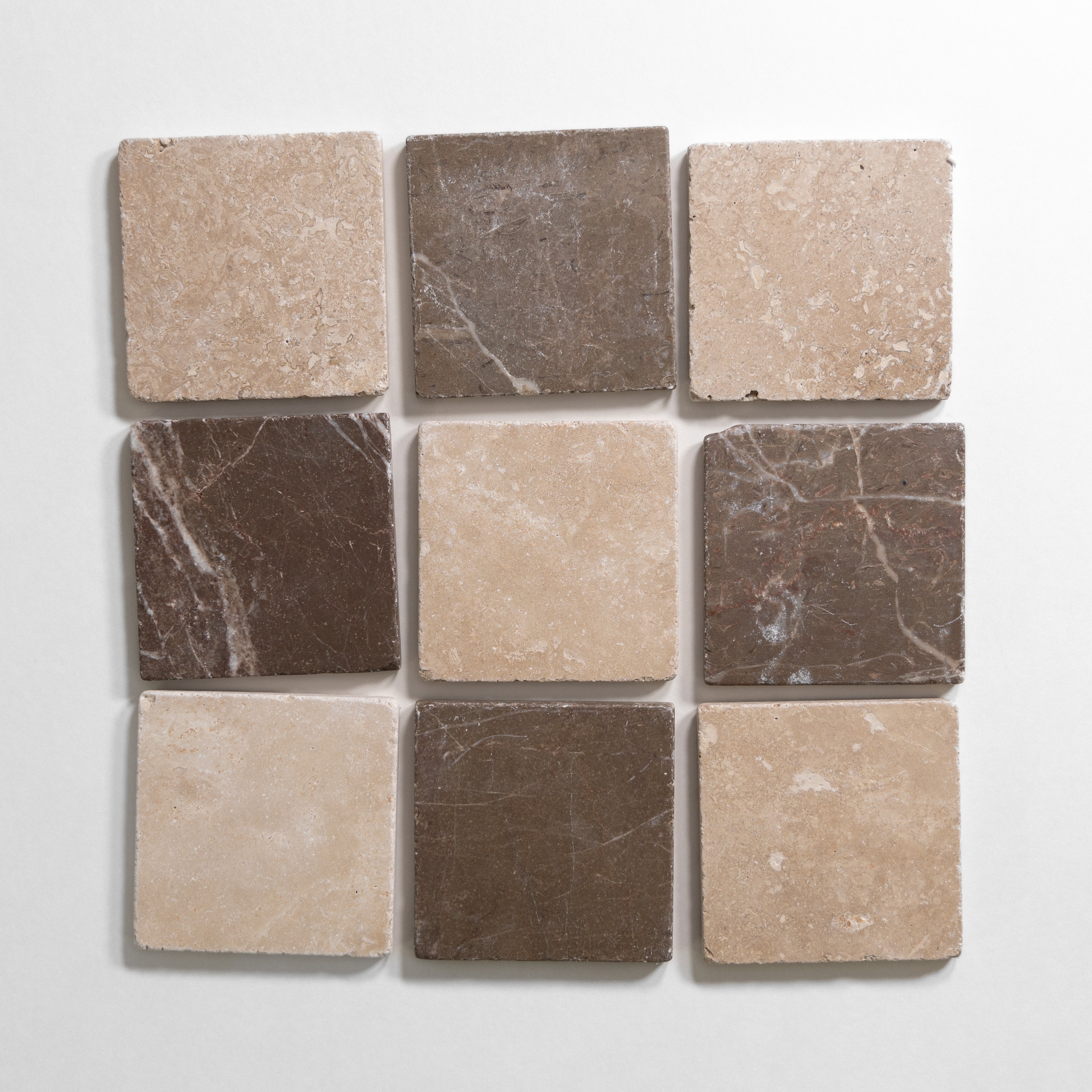 Durango & Cafe Tenayo 4"x4" Checkered Tumbled marble