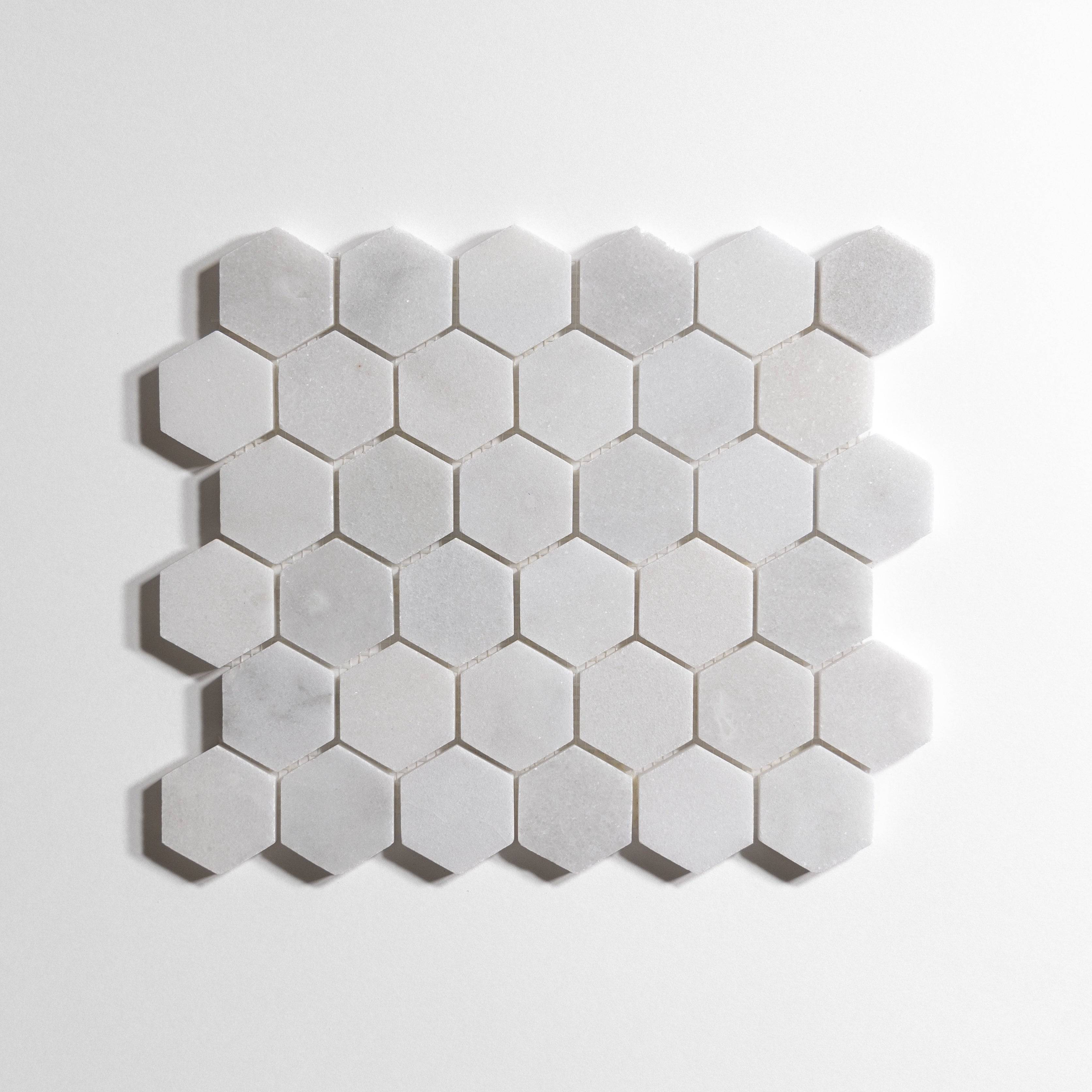 Glacier White Hexagon Solid Marble Tiles