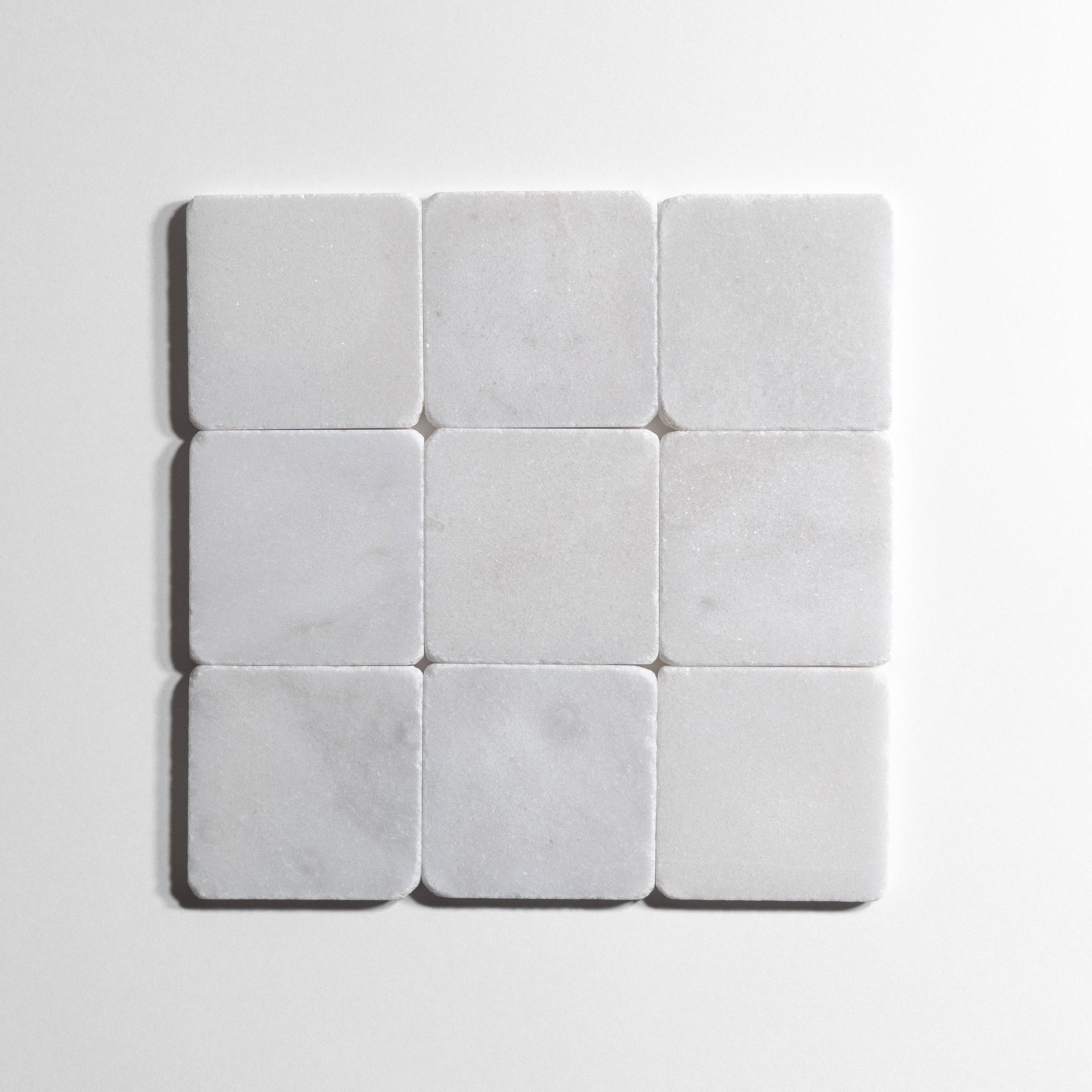 Glacier White 4" x 4" Tumbled - Castelli Marble