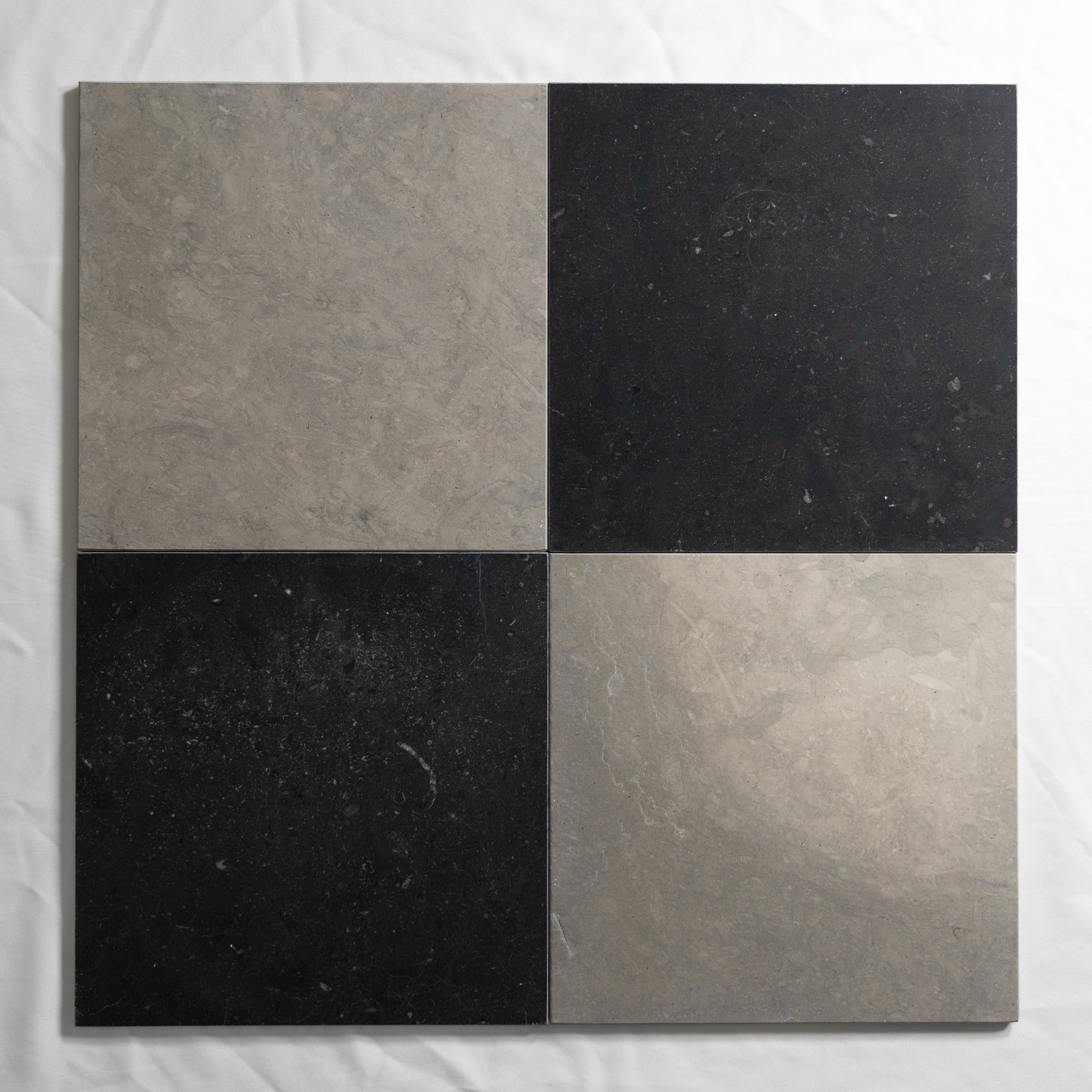 Tennessee Black & Grey Foussana Limestone 12"x12" Checkered