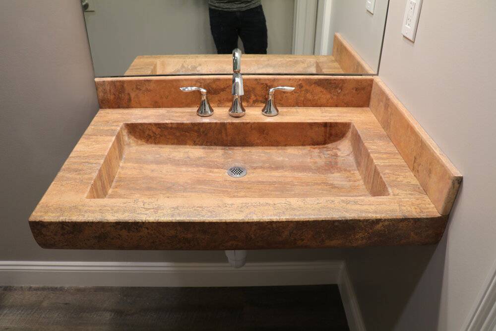 Limestone Red Floating Vanity - Castelli Marble