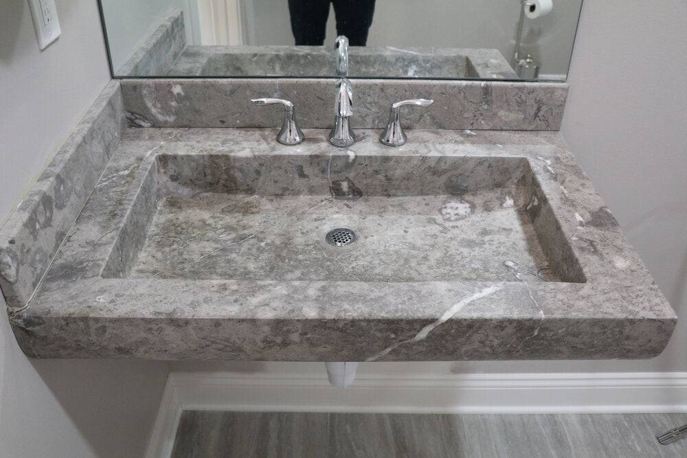 Sage Gray Floating Vanity - Castelli Marble