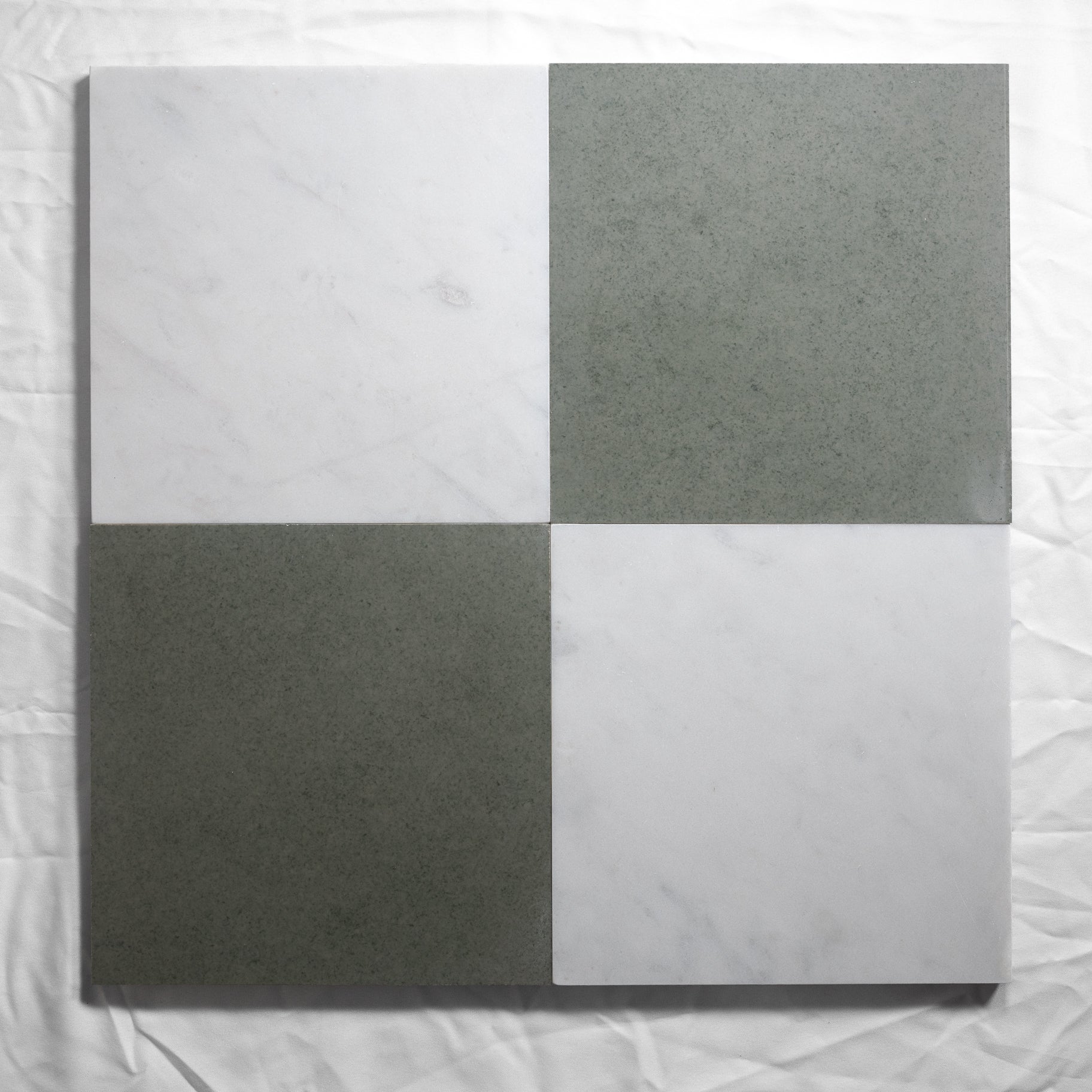 gray & white marble checkered floor tile 12x12