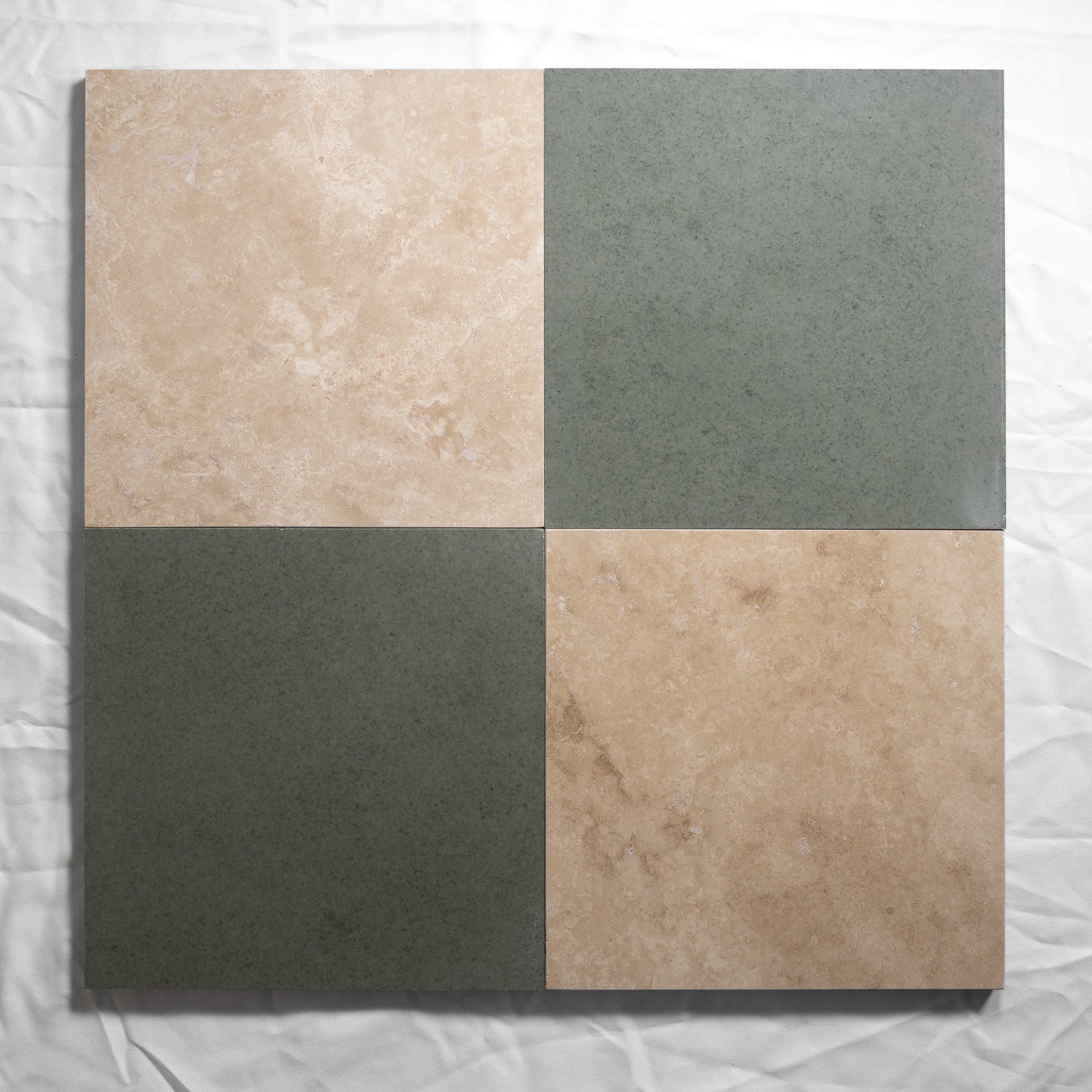 gray & beige marble checkered floor tile 12x12