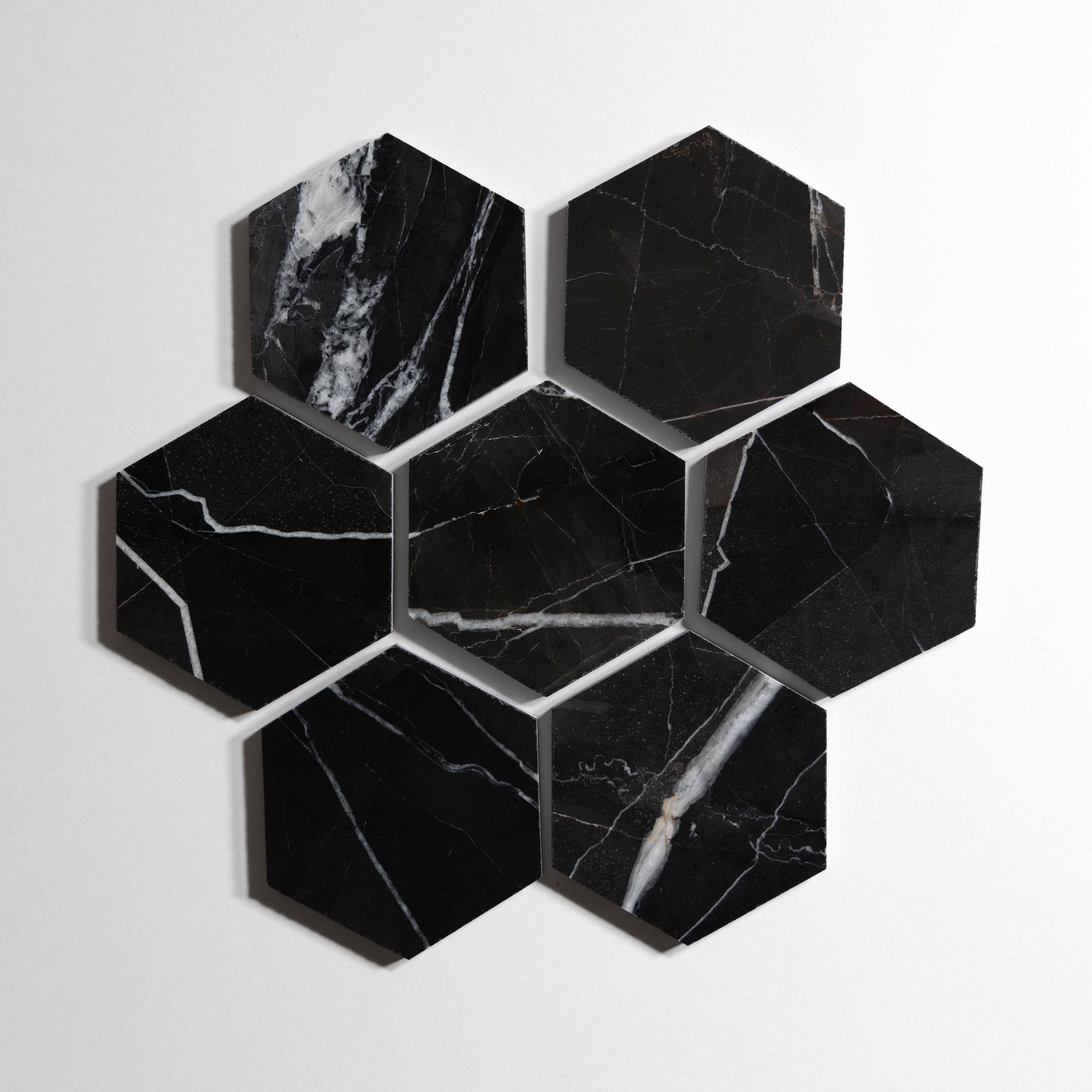 Nero St. Gabriel 5" Hexagon - Castelli Marble