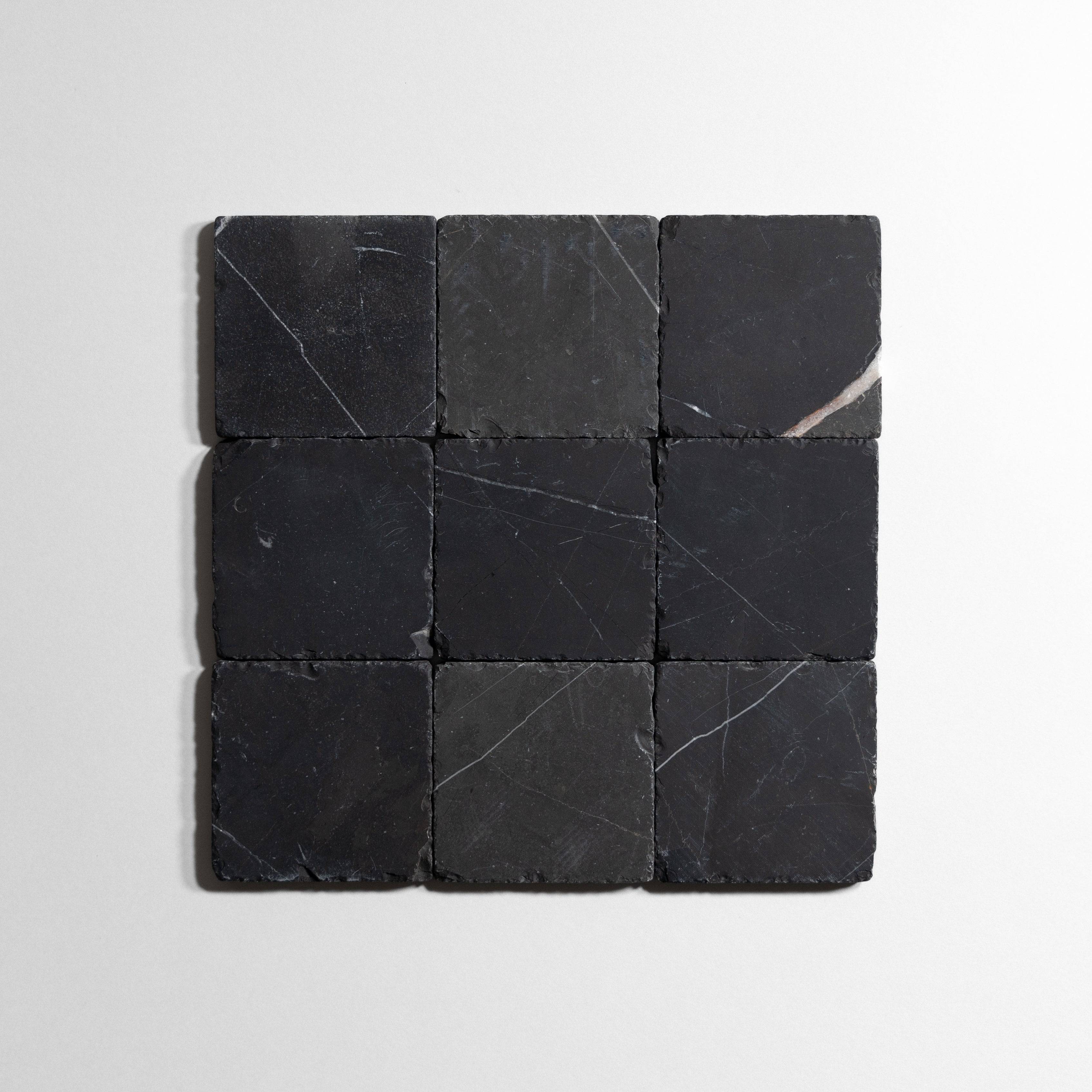 Nero St. Gabriel 4"x4" Tumbled - Castelli Marble