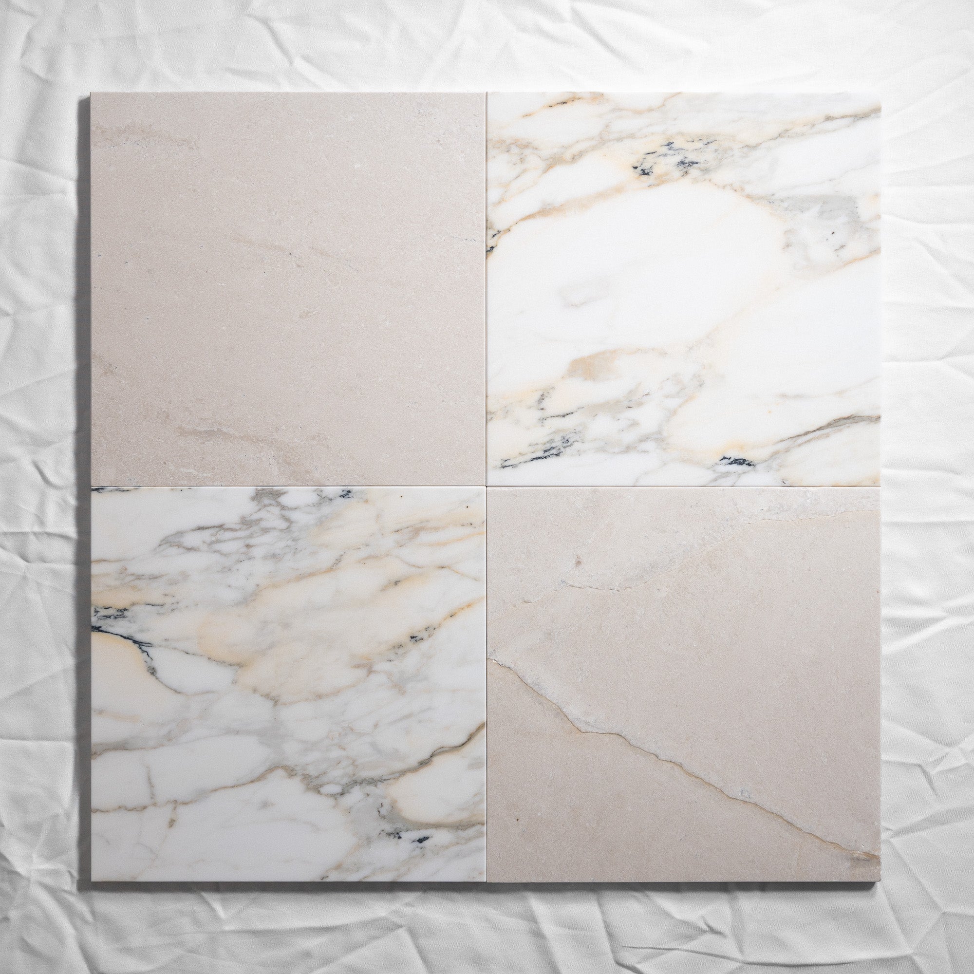 Calacatta Paonazzo & Crema Checkered 12"x12"