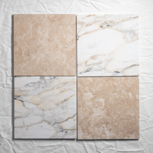 Calacatta Paonazzo & Durango Checkered 12"x12"