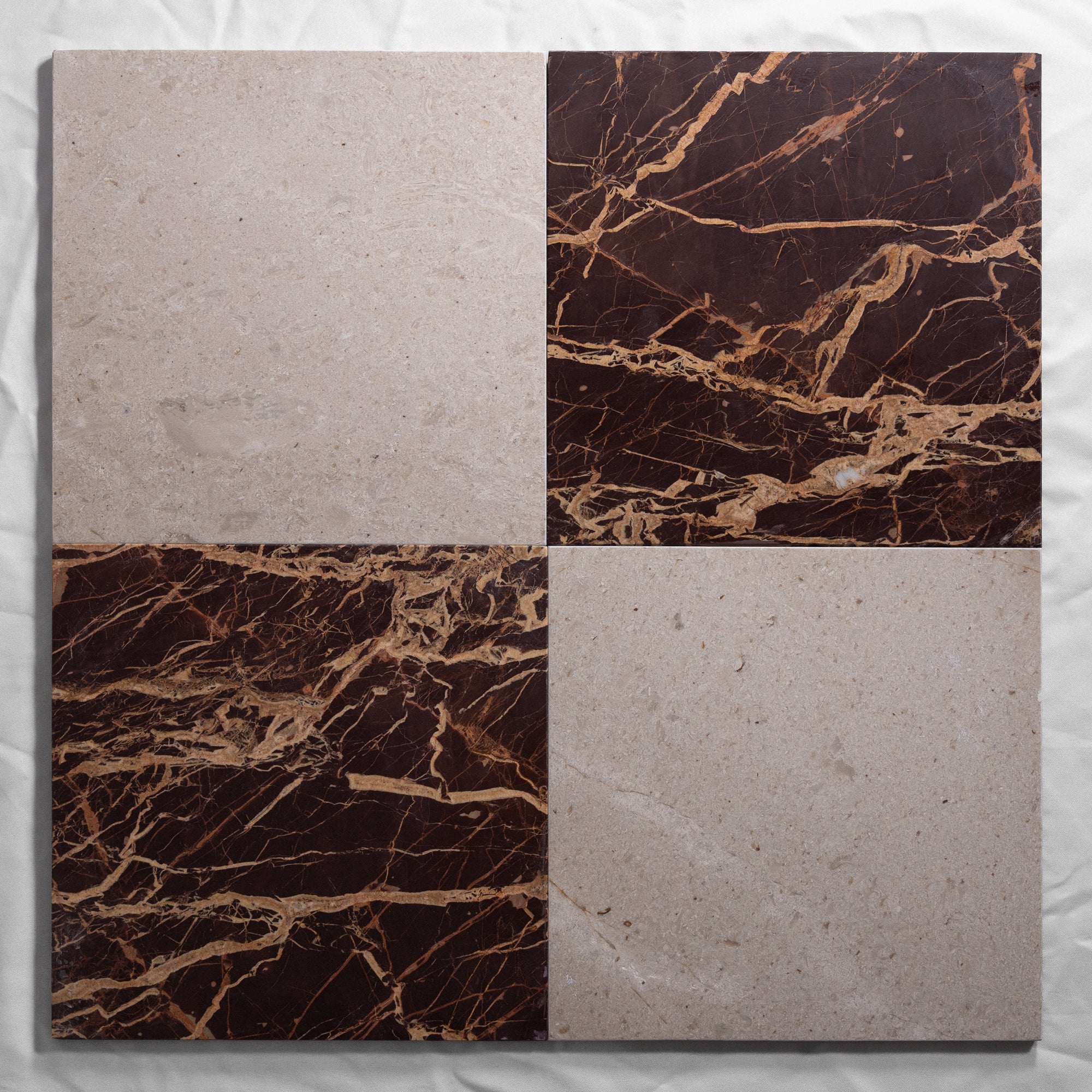 Red Bordeaux & Sierra Limestone 12"x12"
