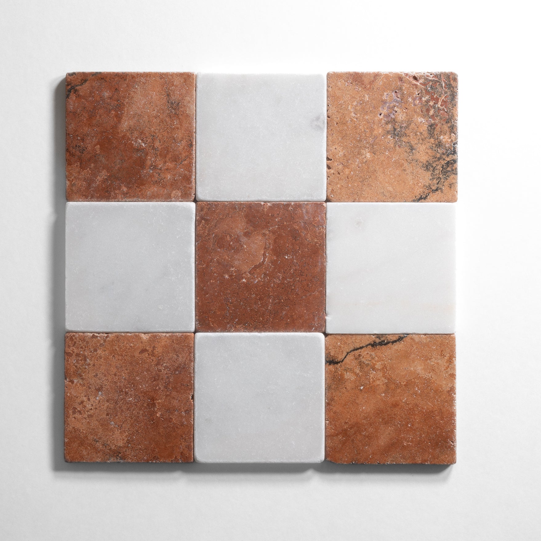 Red Limestone & Bianco 4"x4" Tumbled