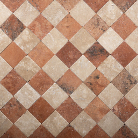 Red Limestone & Durango 4"x4" Tumbled