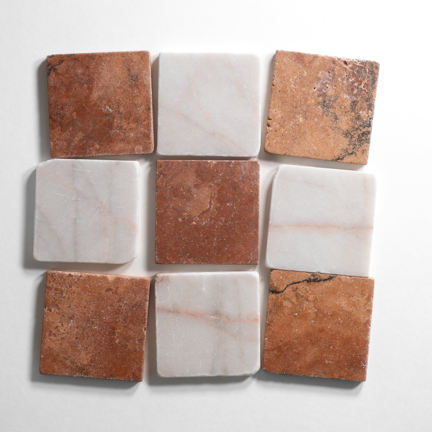 Red Limestone & White #7 4"x4" Tumbled