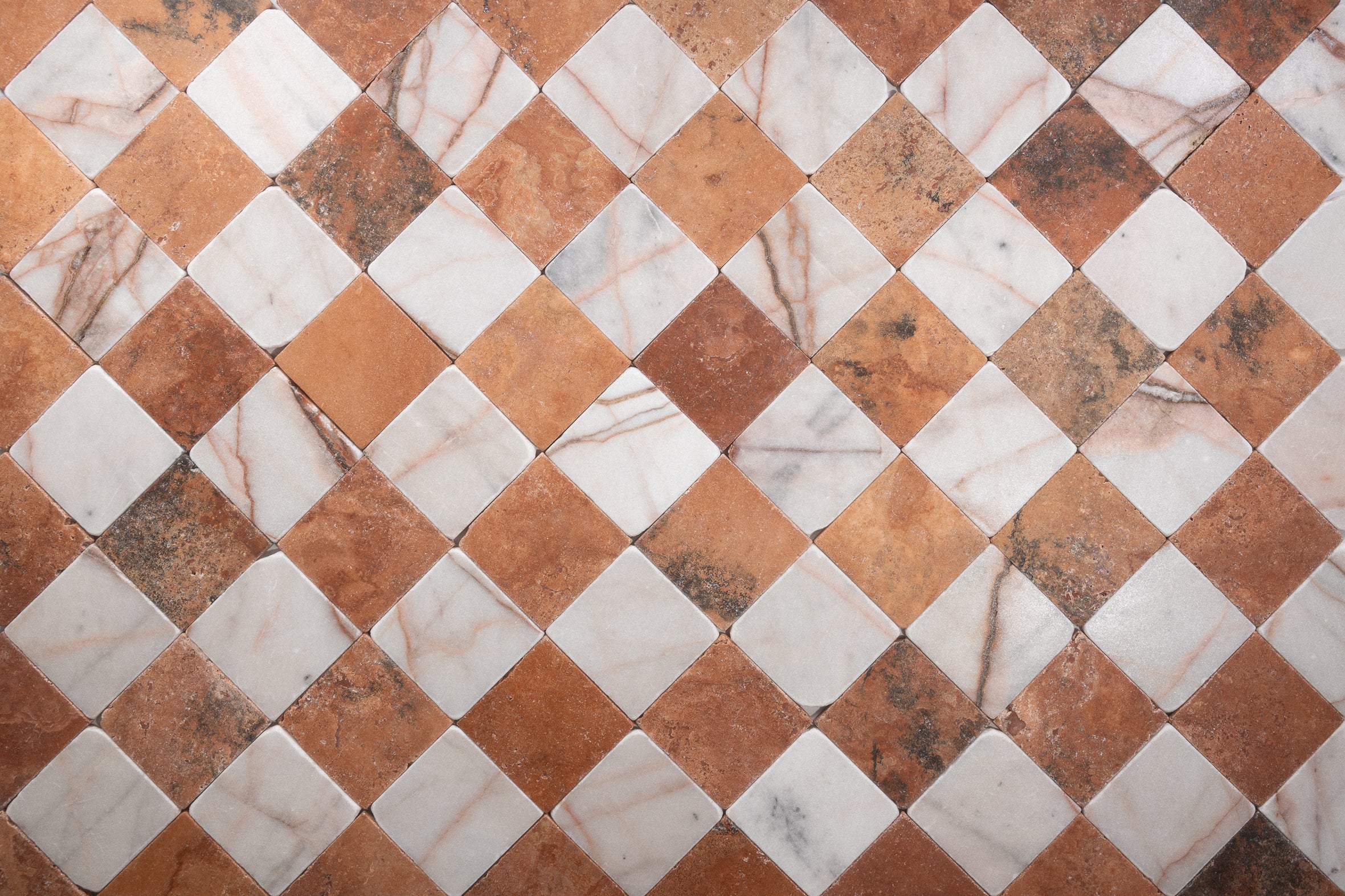 Red Limestone & White #7 4"x4" Tumbled