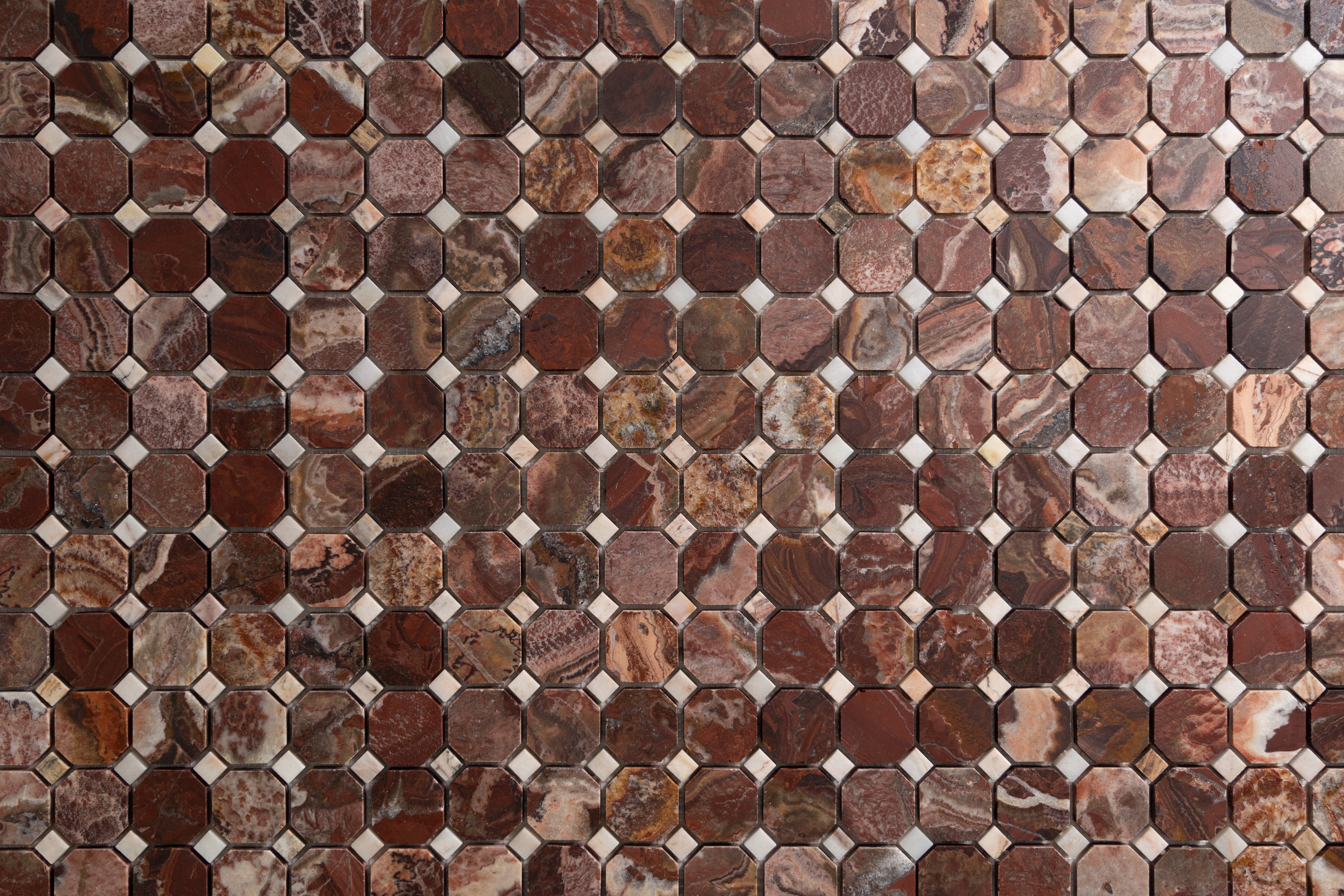 Red Onyx & Rosewood 2" Octagon Mosaic