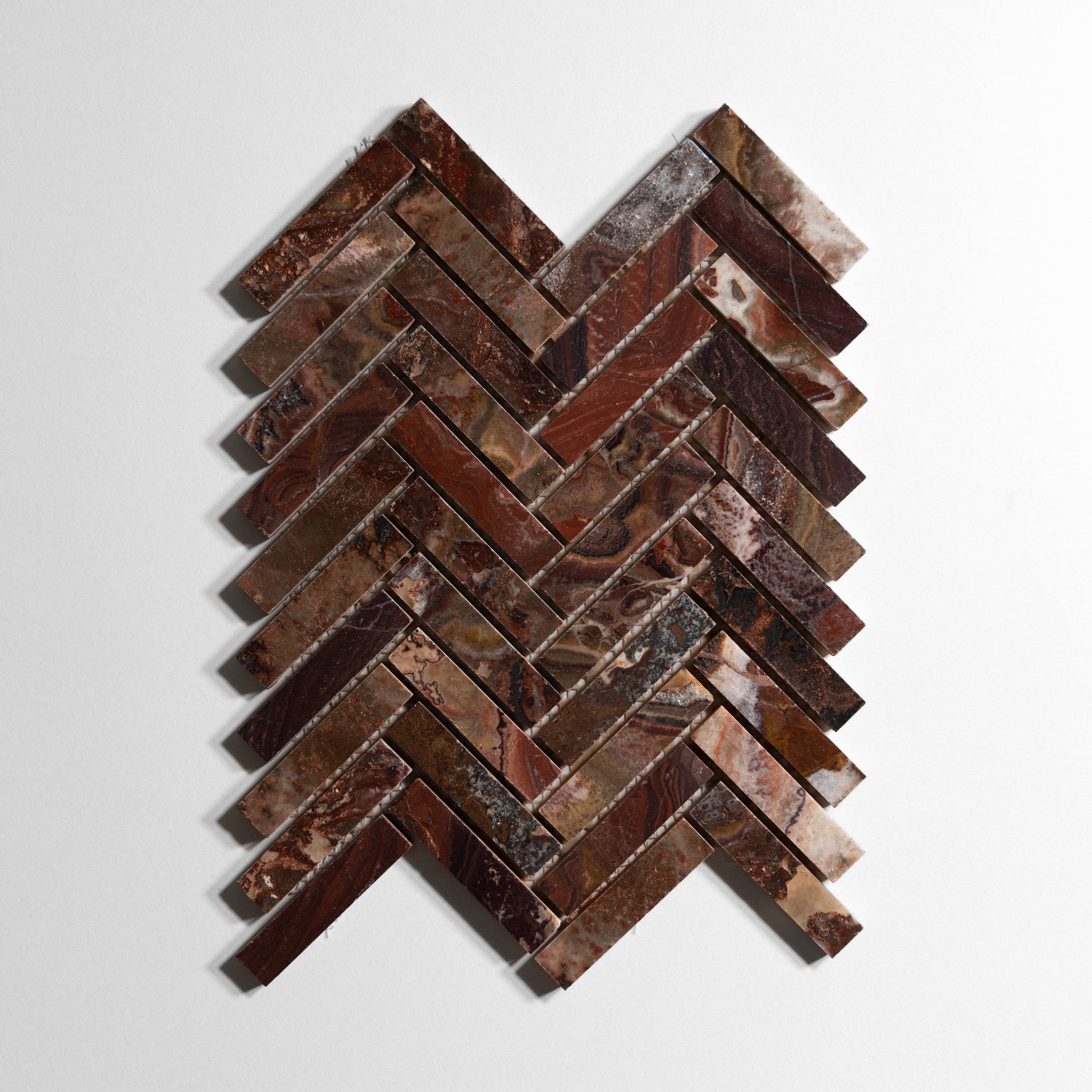 Red Onyx Herringbone mosaic