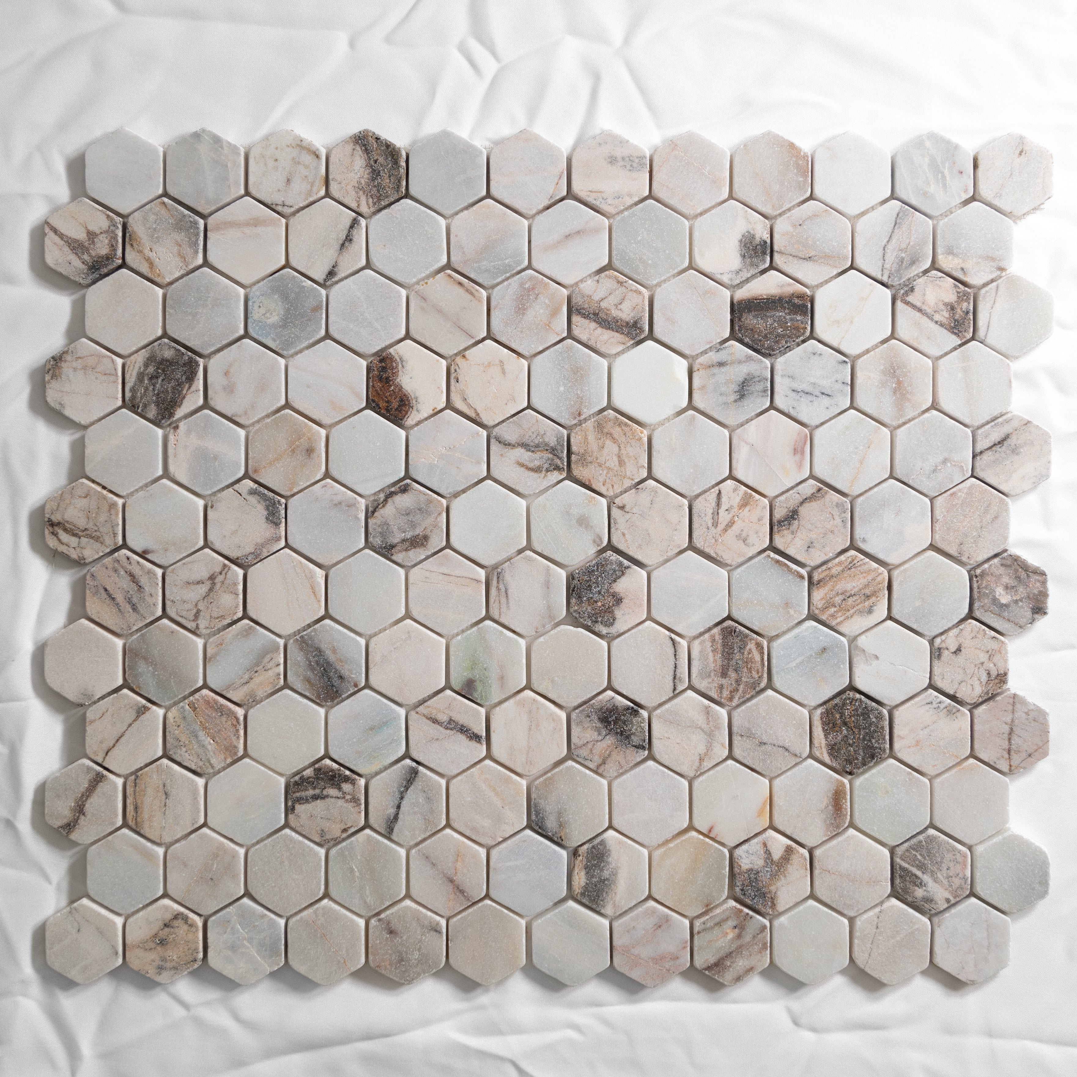 Rosewood Tumbled 2" Hexagon - Castelli Marble