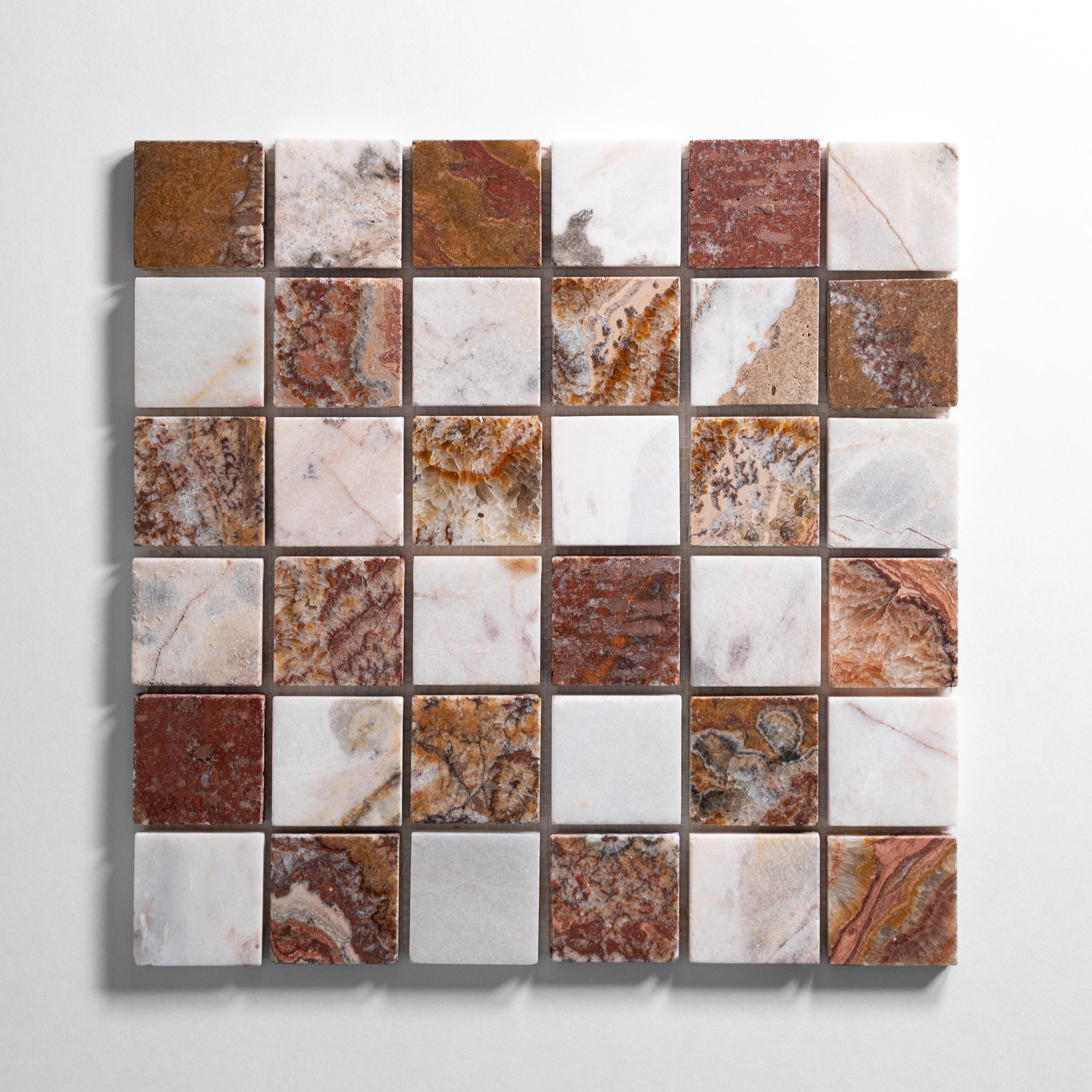 Red Onyx & Rosewood 2"x2" Checkered