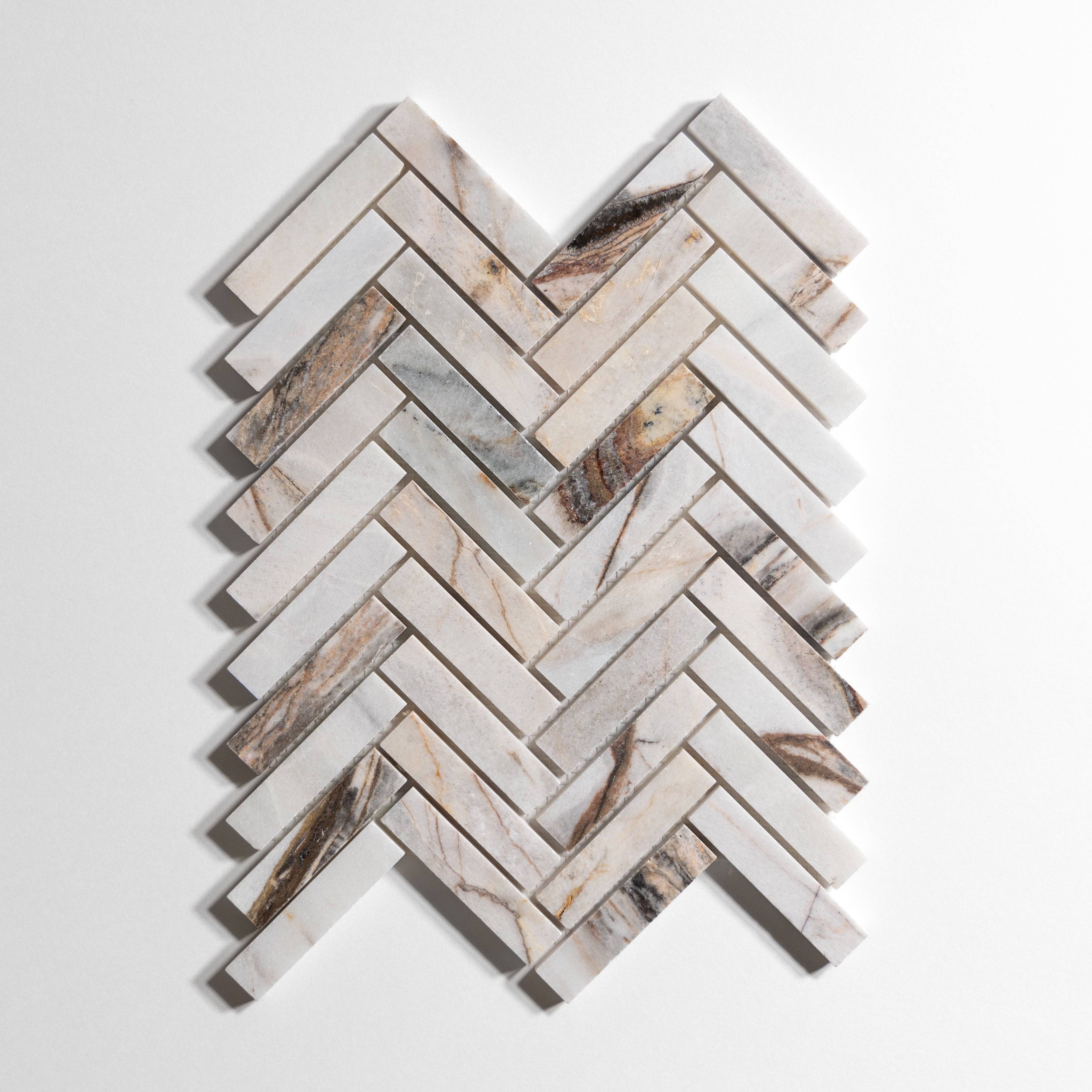 Rosewood Herringbone Mosaic Tile