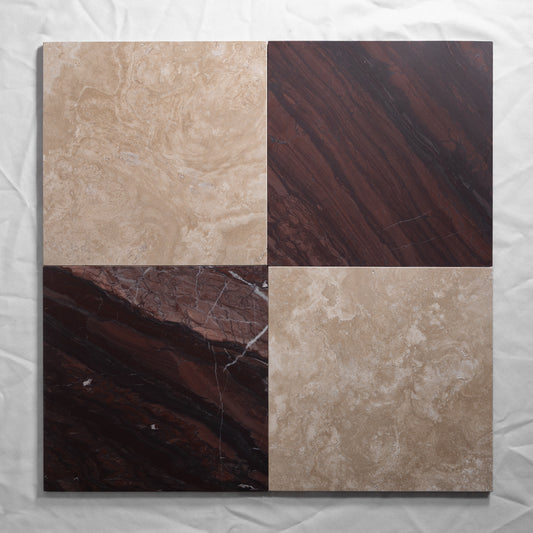 Rosso Elba 12"x12" Checkered Combinations