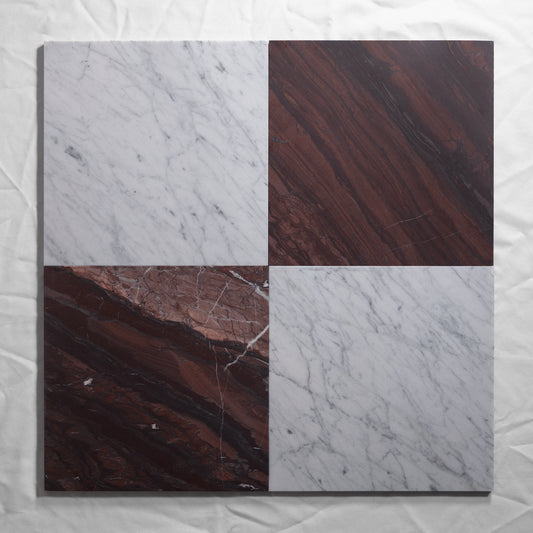 Rosso Elba & Carrara 12"x12"