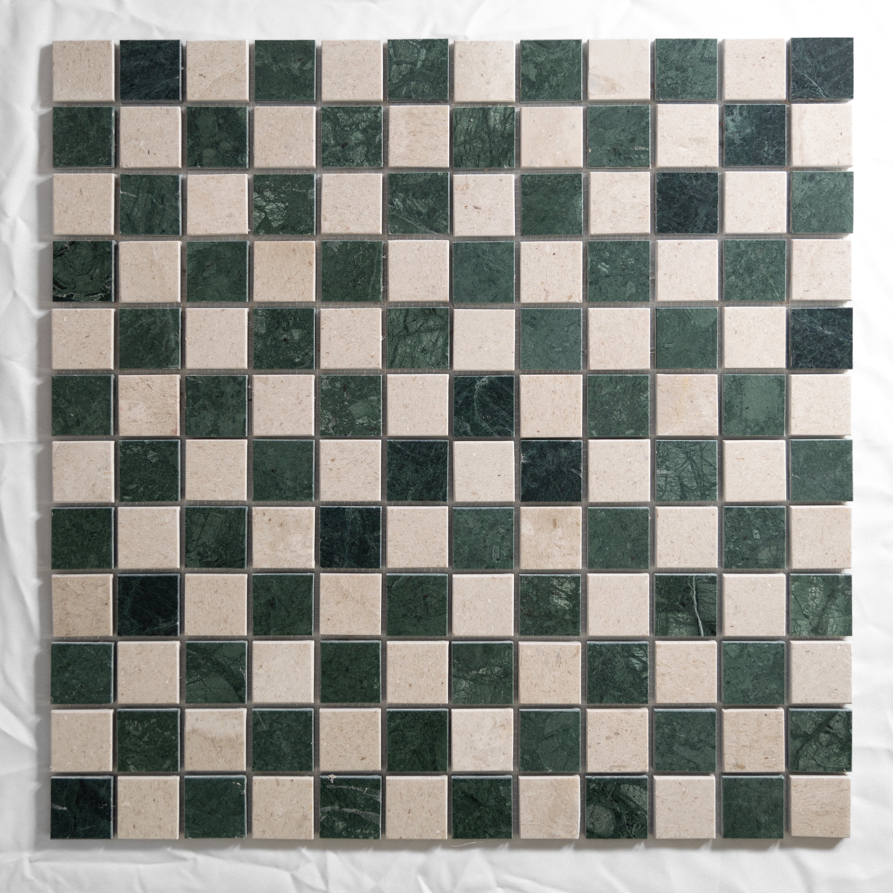 Sierra Limestone & Guatemala Green 2"x2" Mosaic