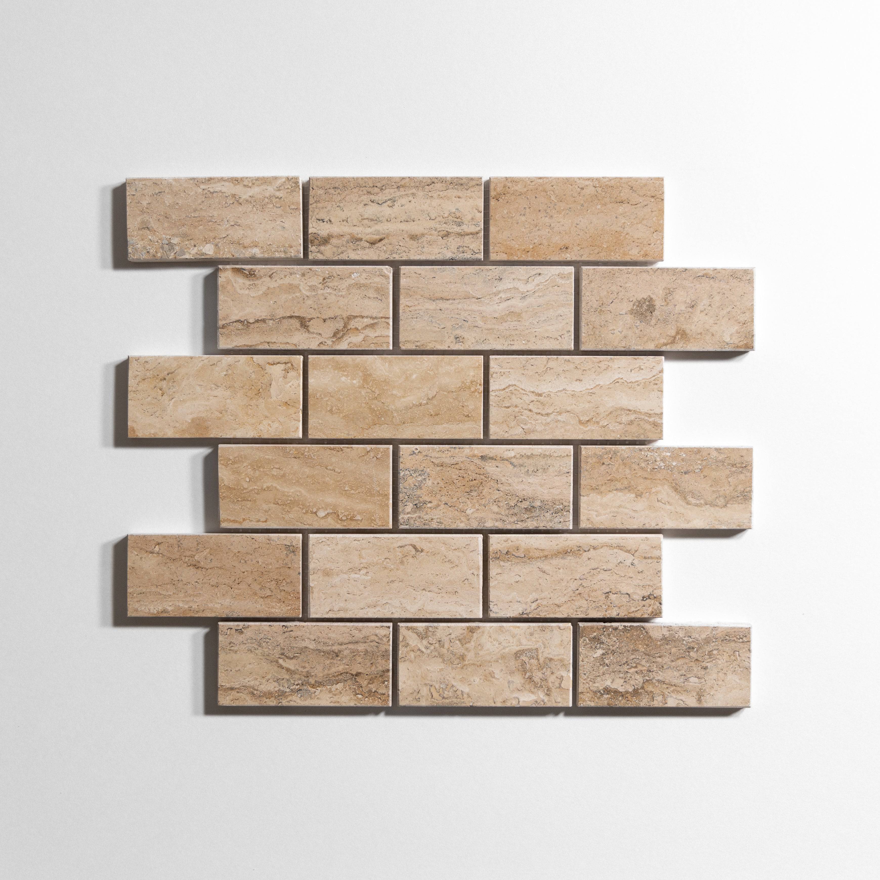 Savana Travertine 2" x 4" Brick - Castelli Marble