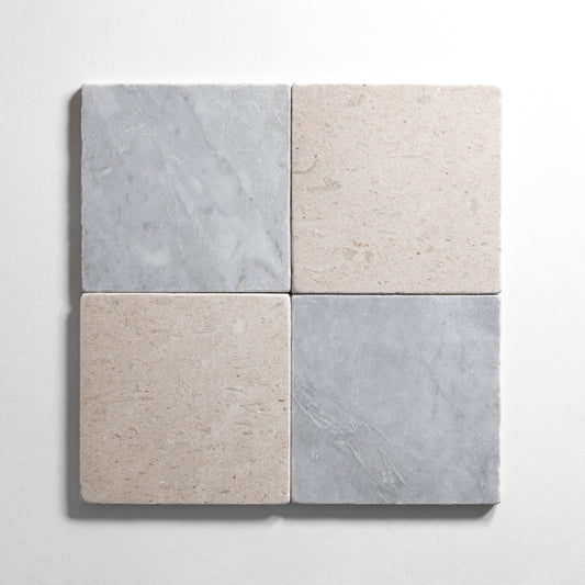 Bardiglio Lite & Sierra Limestone 6"x6" Tumbled