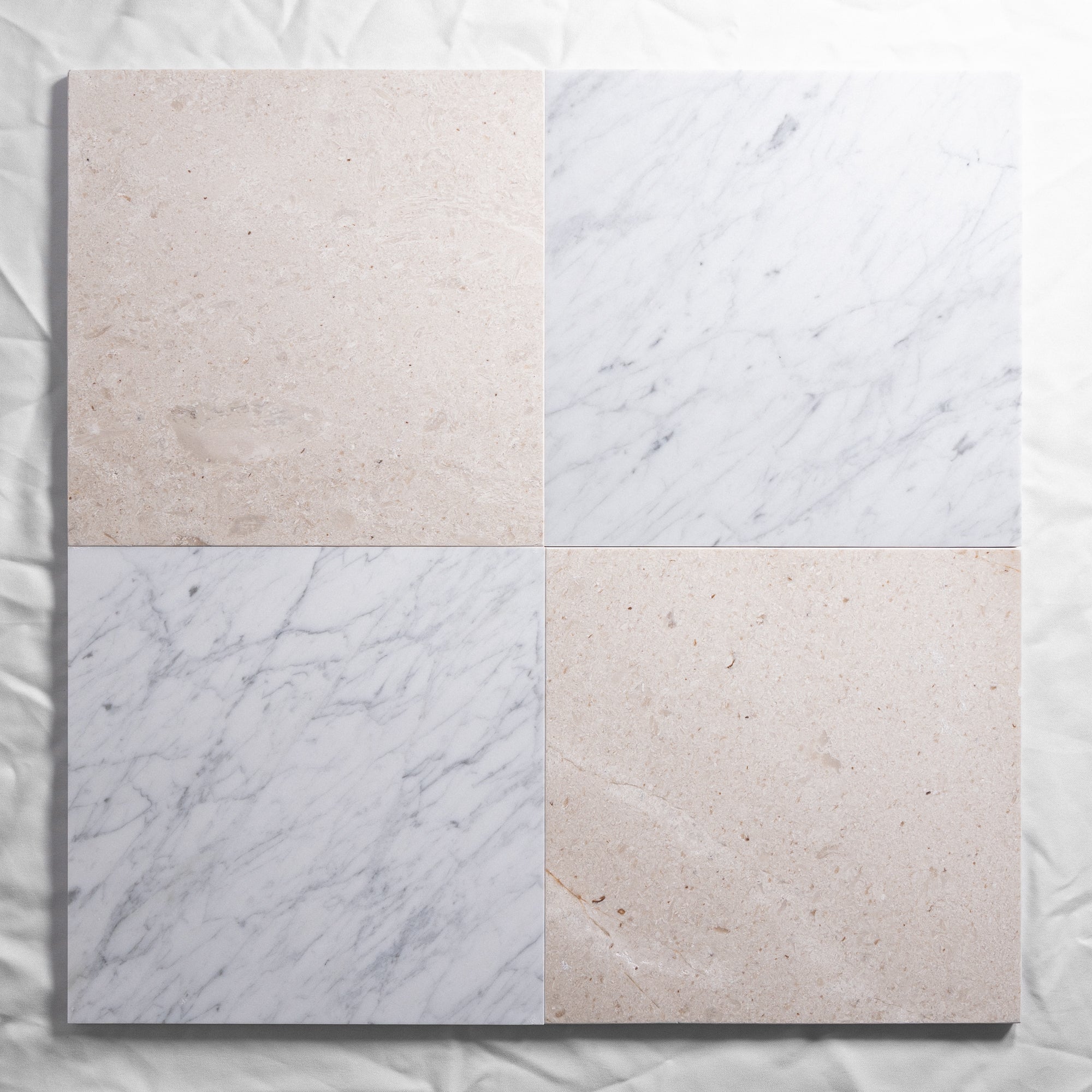 Carrara & Sierra Limestone 12"x12"