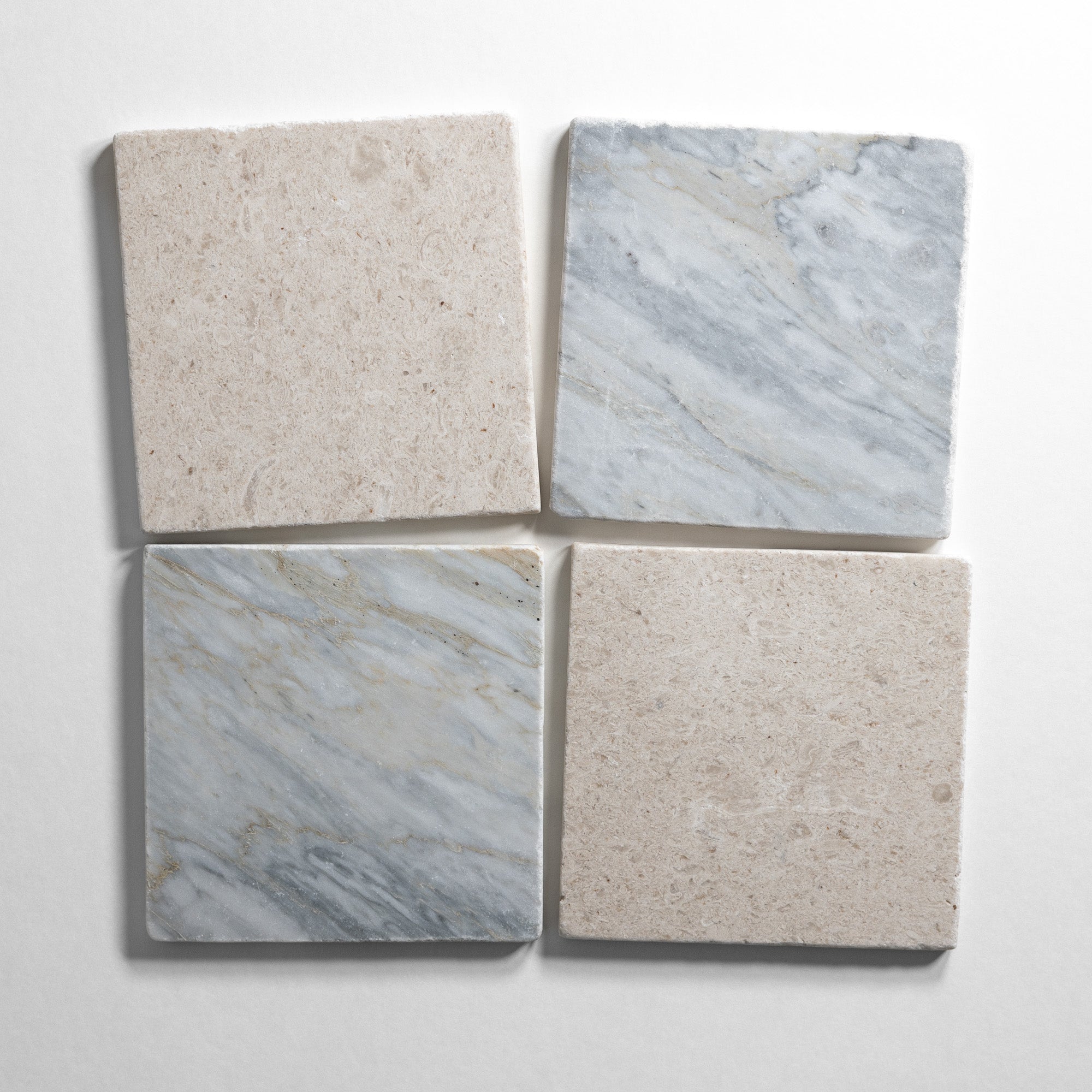 Calacatta Bluette & Sierra Limestone 6"x6"