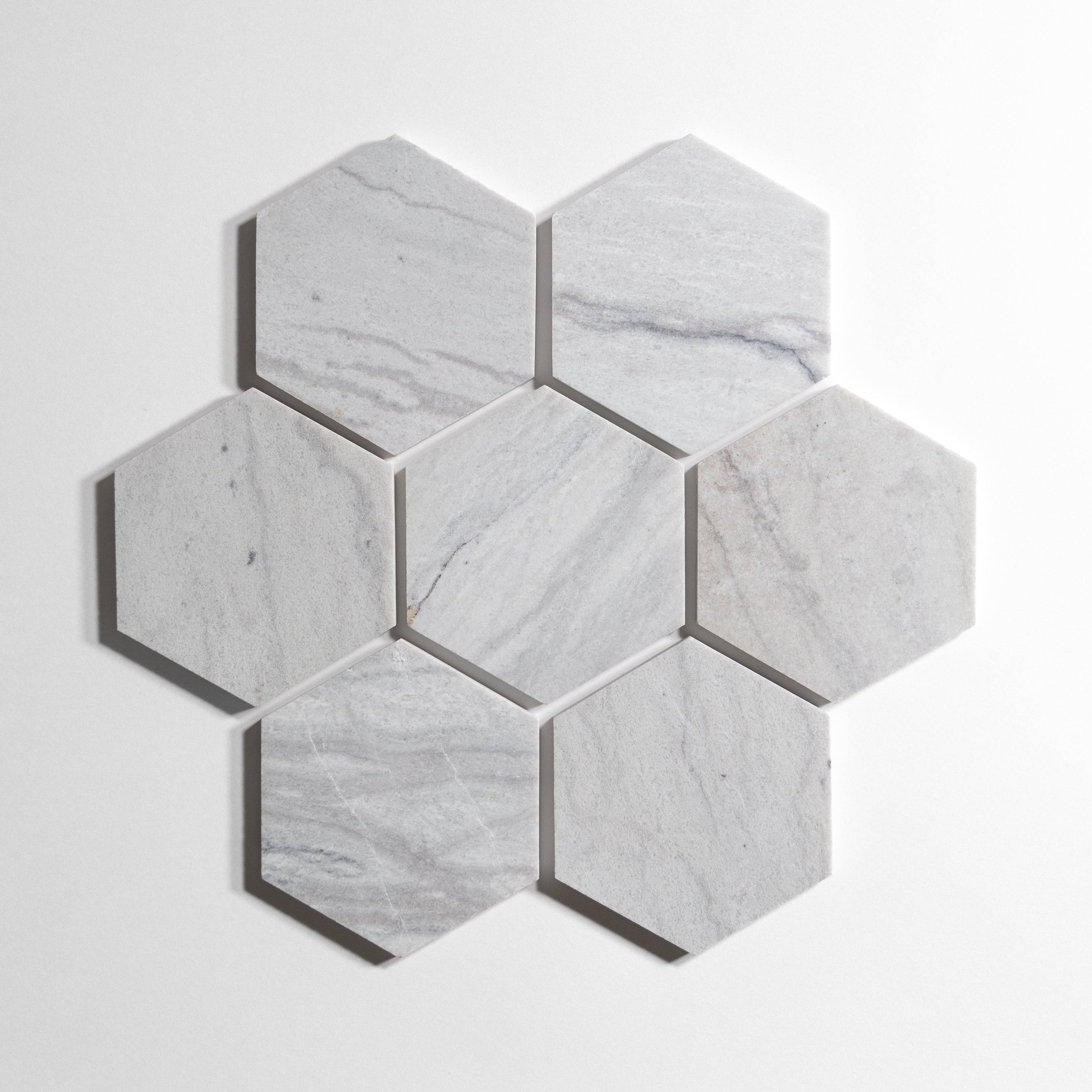 Silver Mist  5" Hexagon - Castelli Marble