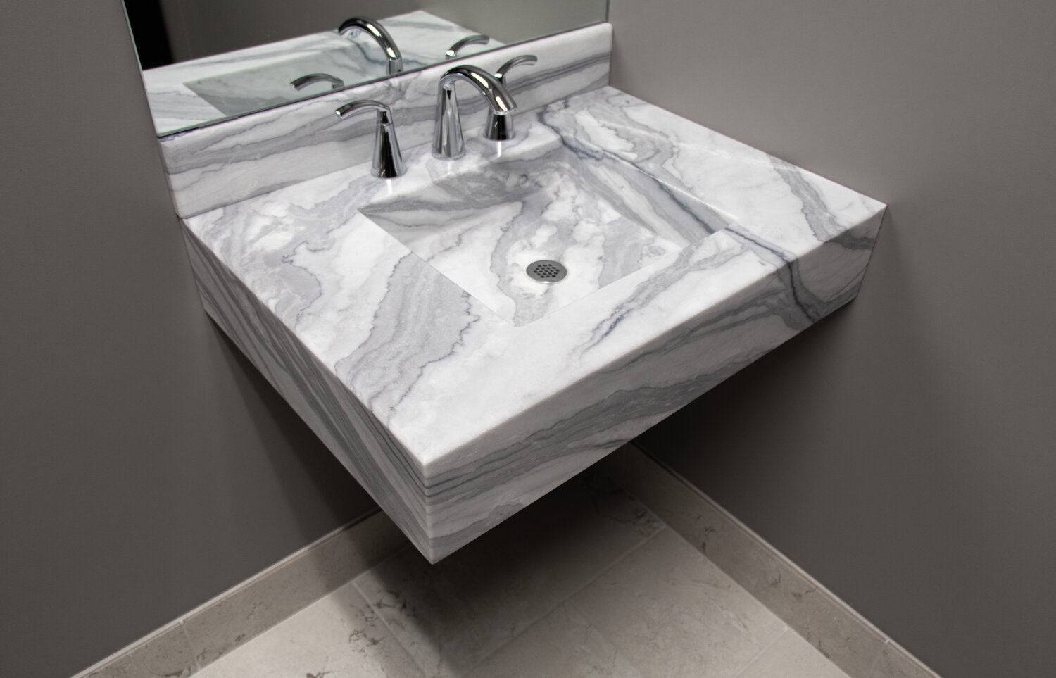 Silver Mist Floating Vanity - Castelli Marble