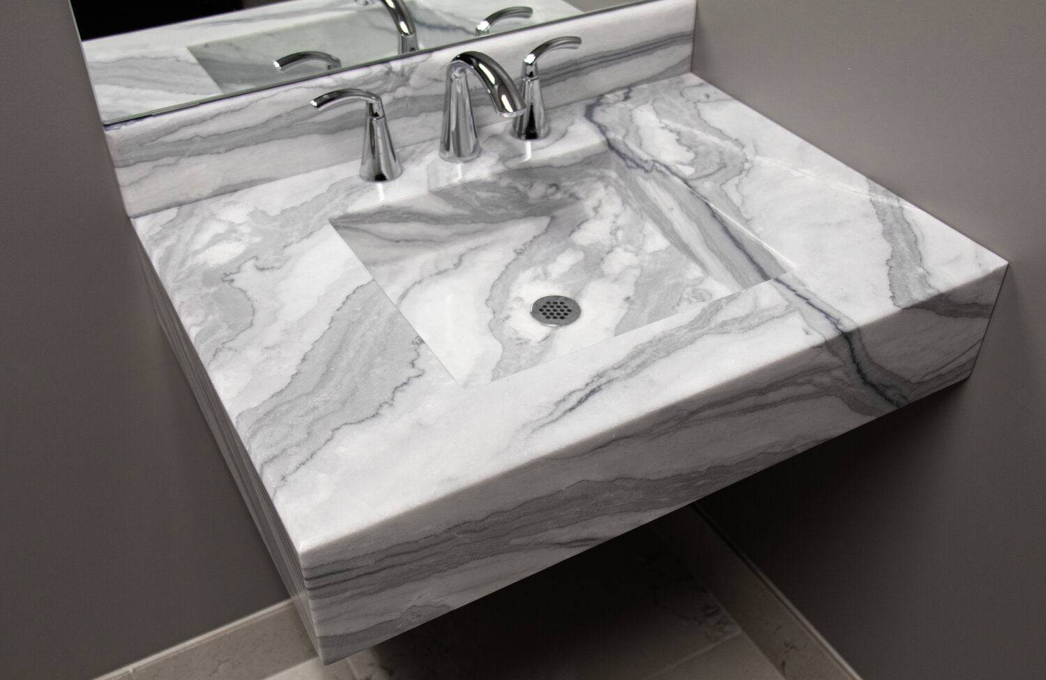 Silver Mist Floating Vanity - Castelli Marble