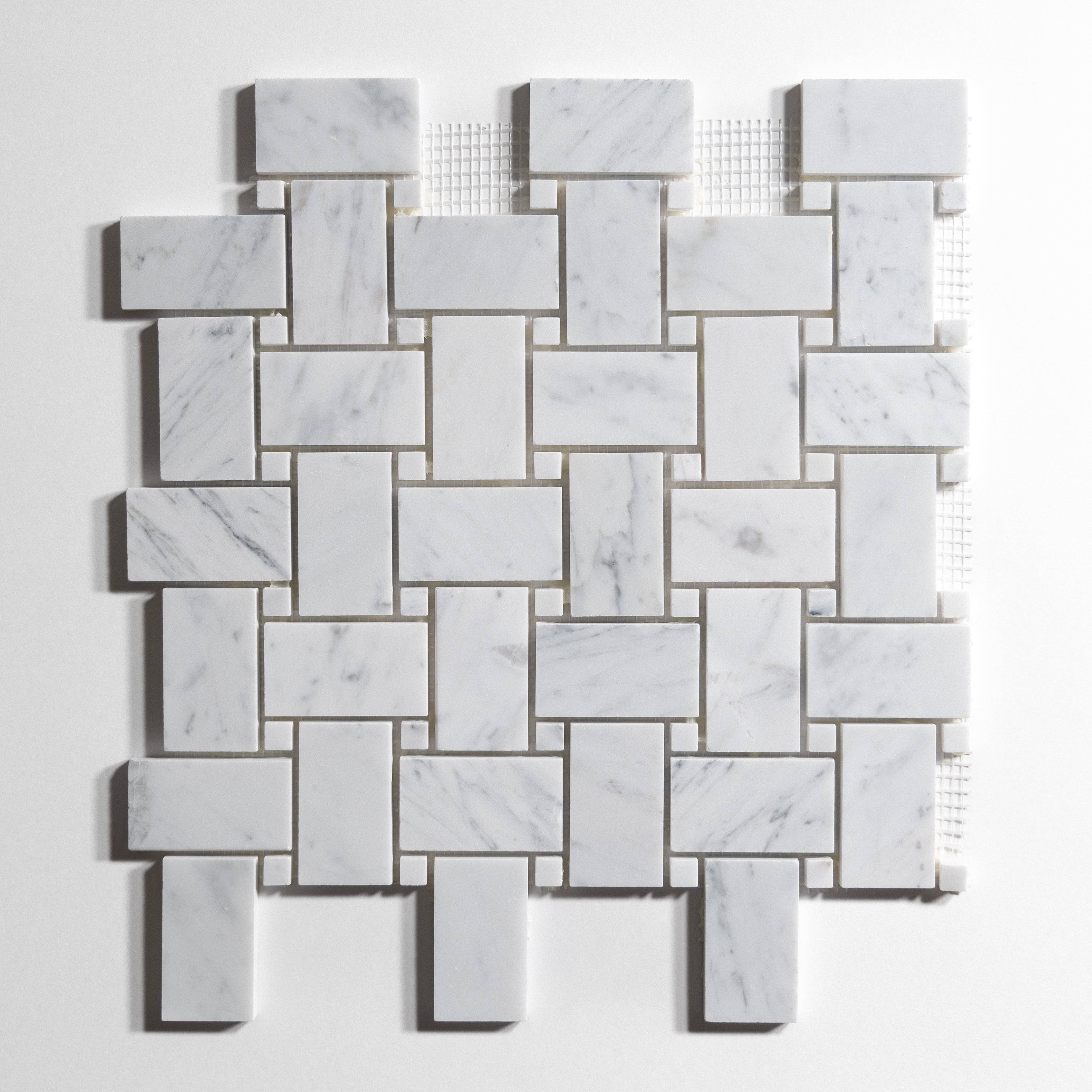 Statuary Basket Weave Marble Mosaic Tile