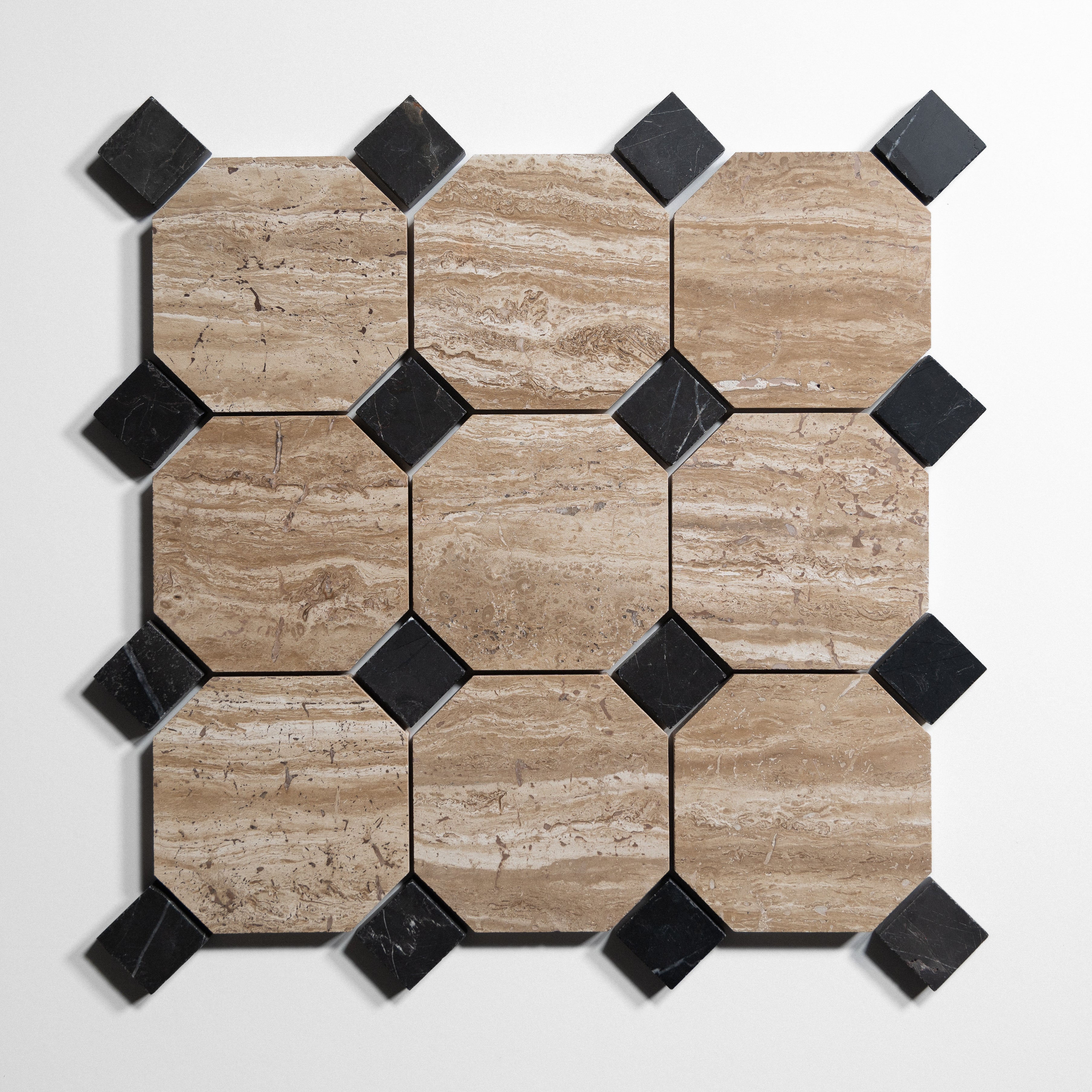 Octagon marble backsplash