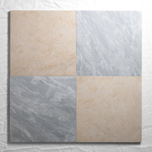 Bardiglio Light & Thala Beige 12"x12" Honed