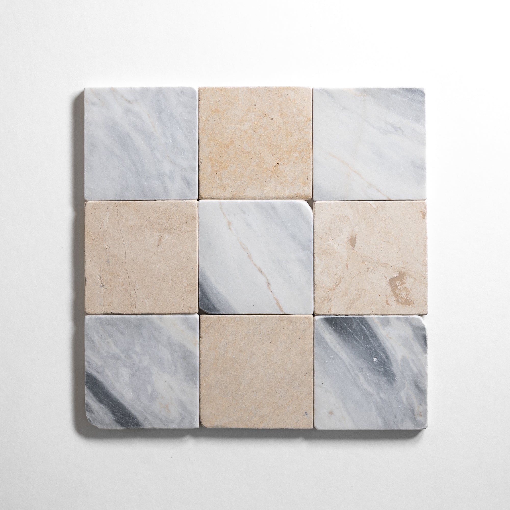 Calacatta Bluette & Thala Beige 4"x4" Tumbled