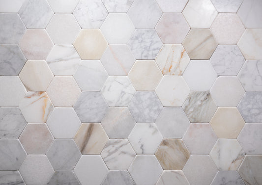 Antique White  5" Hexagon Tumbled